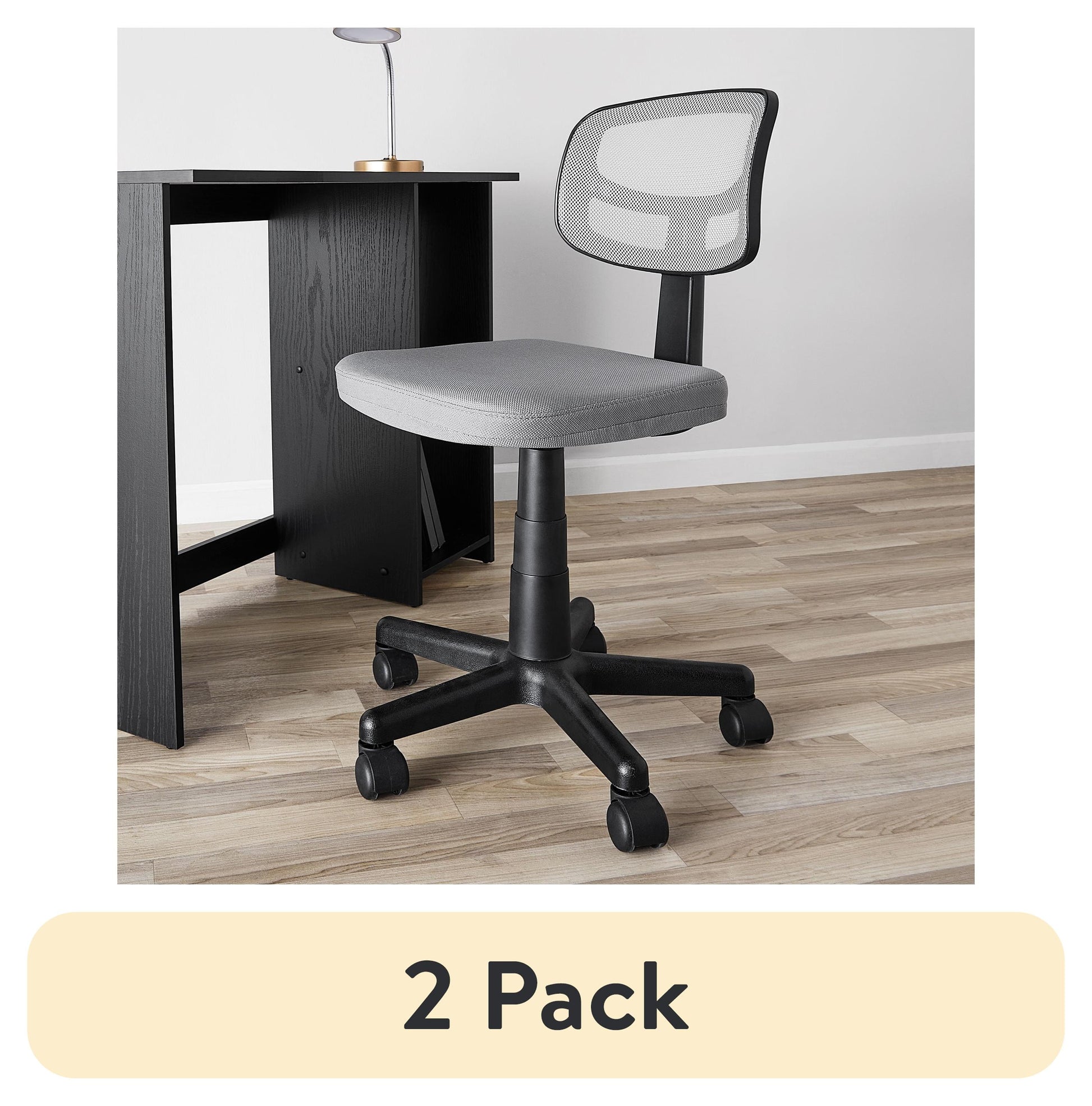 (Paquete de 2) Silla de Trabajo de Malla Mainstays con Asiento Acolchado, Adolescentes y Adultos, Gris/gris