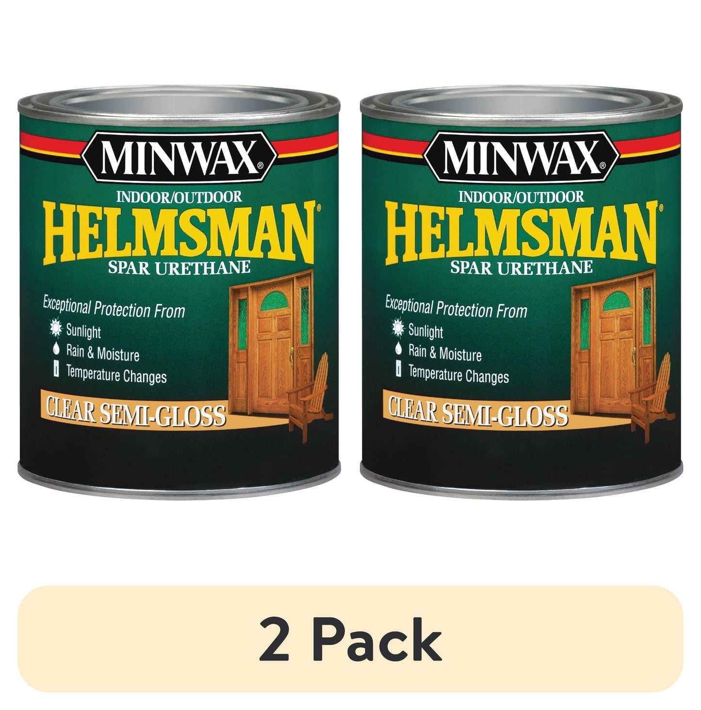 (2 pack) Minwax 63210444 Indoor/Outdoor Helmsman Spar Urethane, Semi-Gloss, Clear, 1 Quart, (1 Piece, 1 Pack)