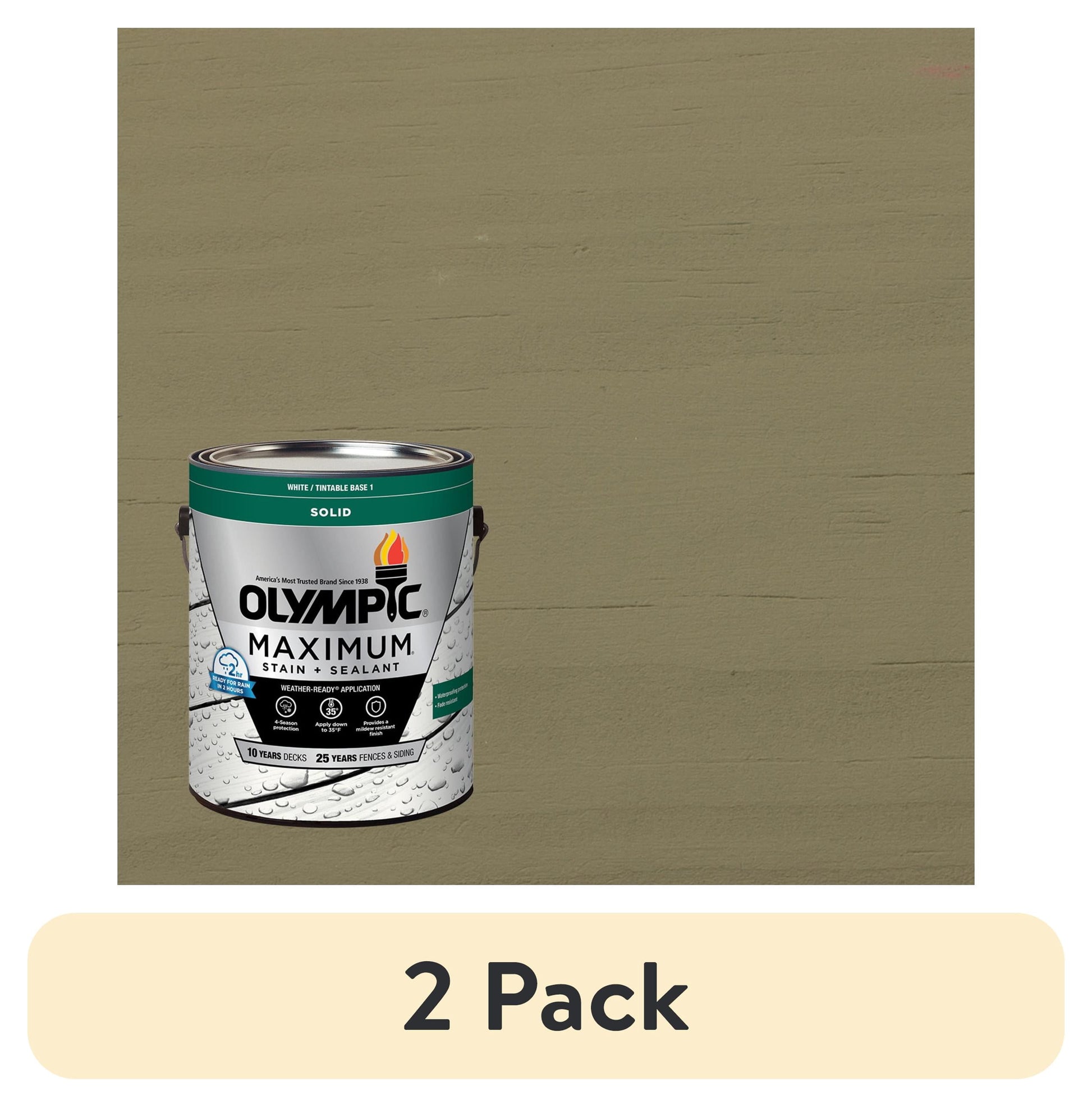 (2 pack) Olympic Maximum 1 GallonSC-1024 Dark Ash Solid Color Exterior Stain and Sealer in One