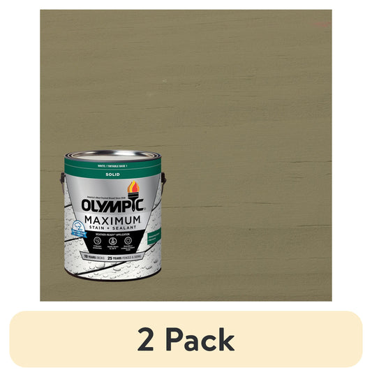 (2 pack) Olympic Maximum 1 GallonSC-1024 Dark Ash Solid Color Exterior Stain and Sealer in One