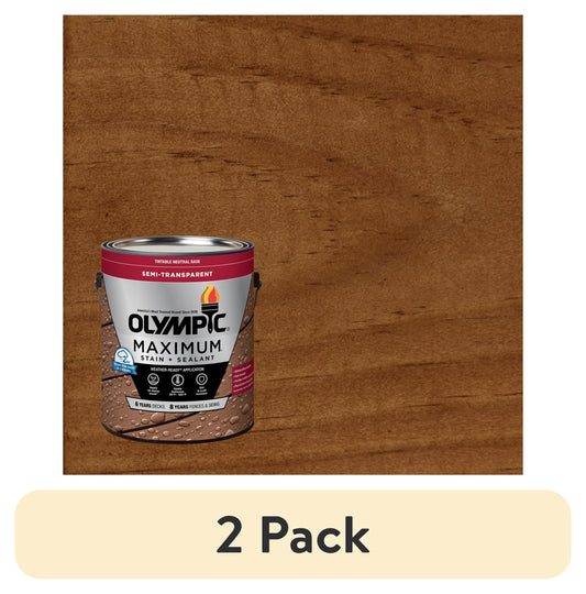 (2 pack) Olympic Maximum 1 Gallon ST-2027 Timberline Semi-Transparent Exterior Stain and Sealer in One Low VOC