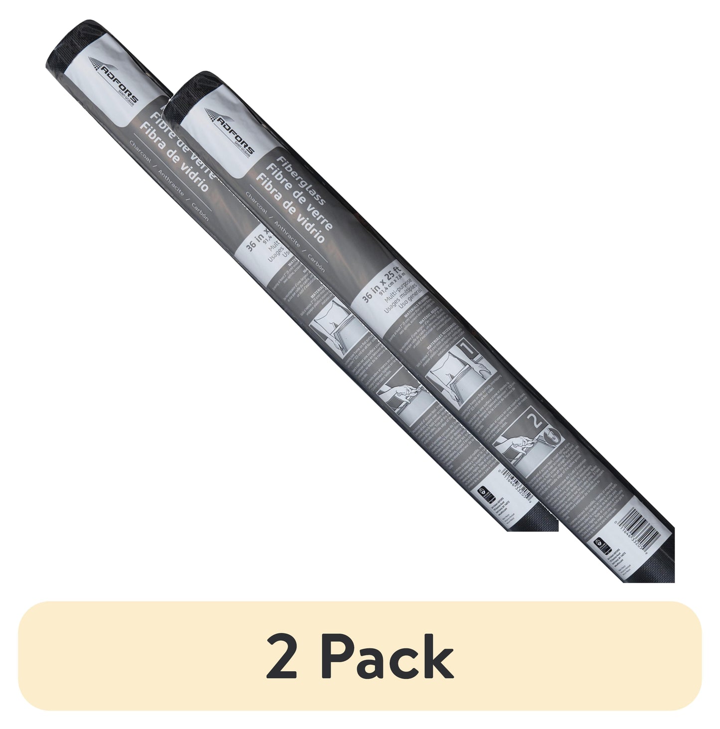 (2 pack) Saint-Gobain ADFORS 36 in. x 25 ft. Charcoal Fiberglass Screen Roll for Windows and Door