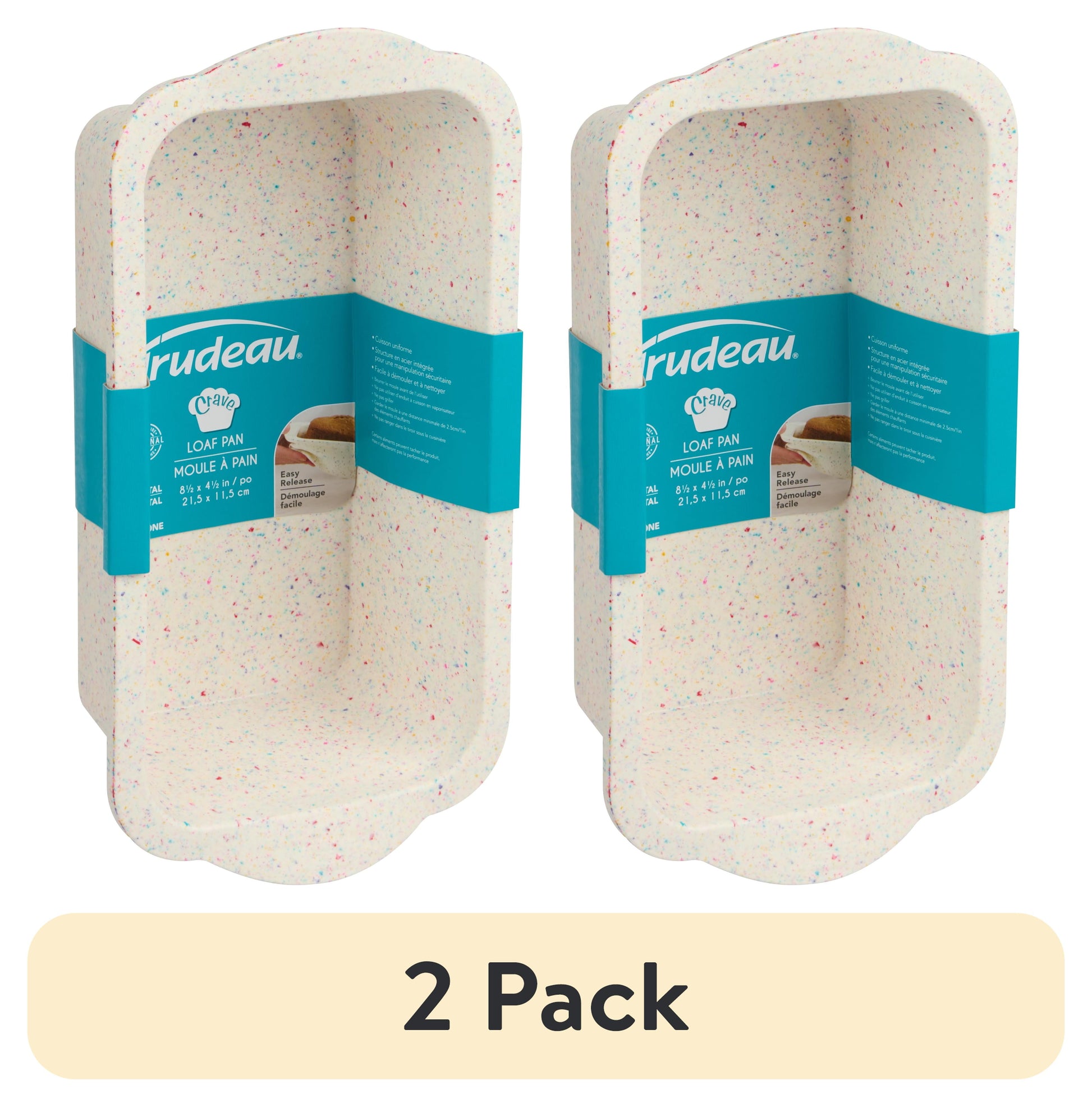 (2 pack) Trudeau Structured Silicone Bread Loaf Pan â€“ For Bread, Meatloaf, Banana Bread, Zucchini Bread, Cheesecake, Pound Cake & Cakes