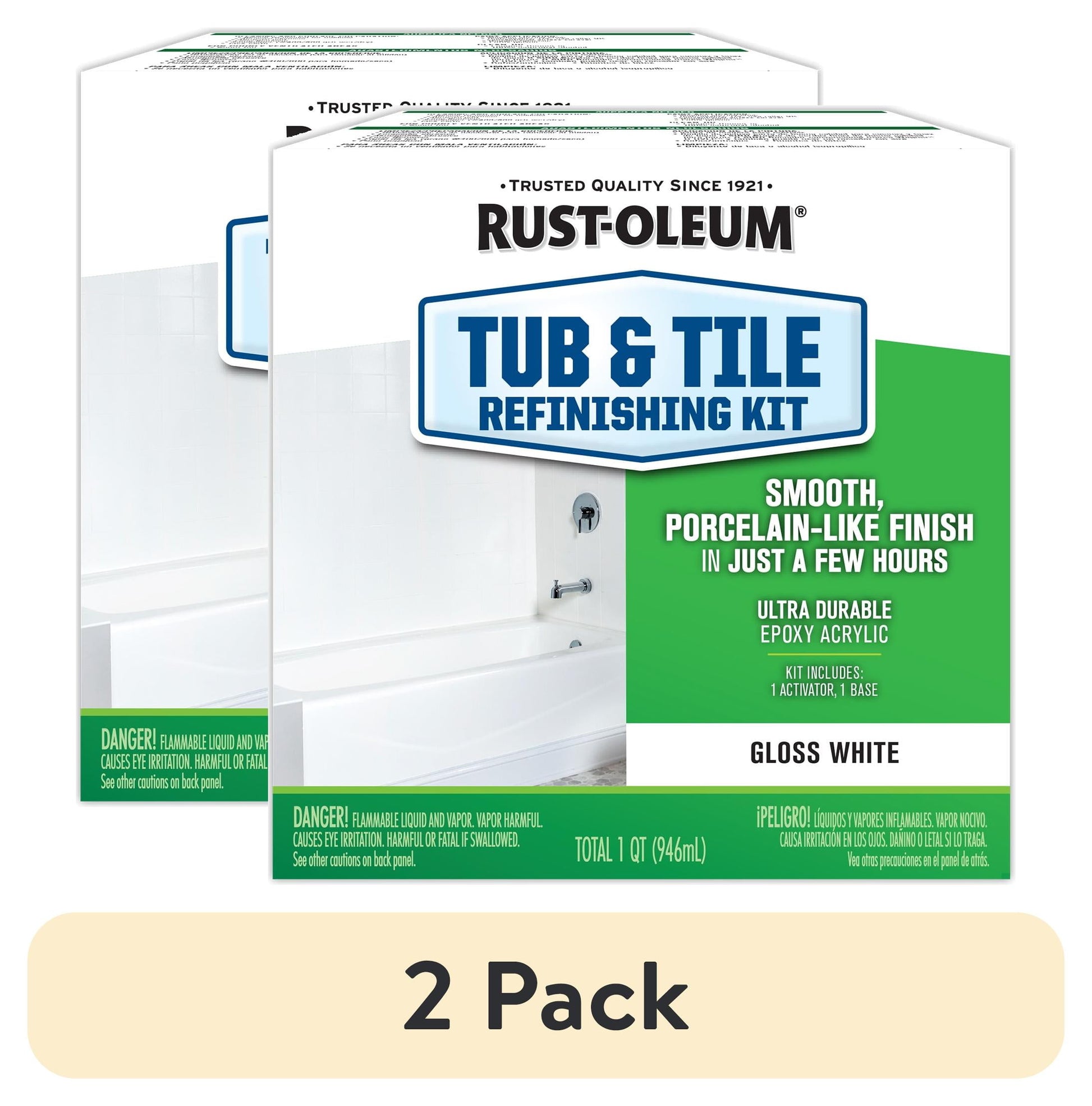 (2 pack) White, Rust-Oleum Gloss Tub & Tile Refinishing Kit- 384165
