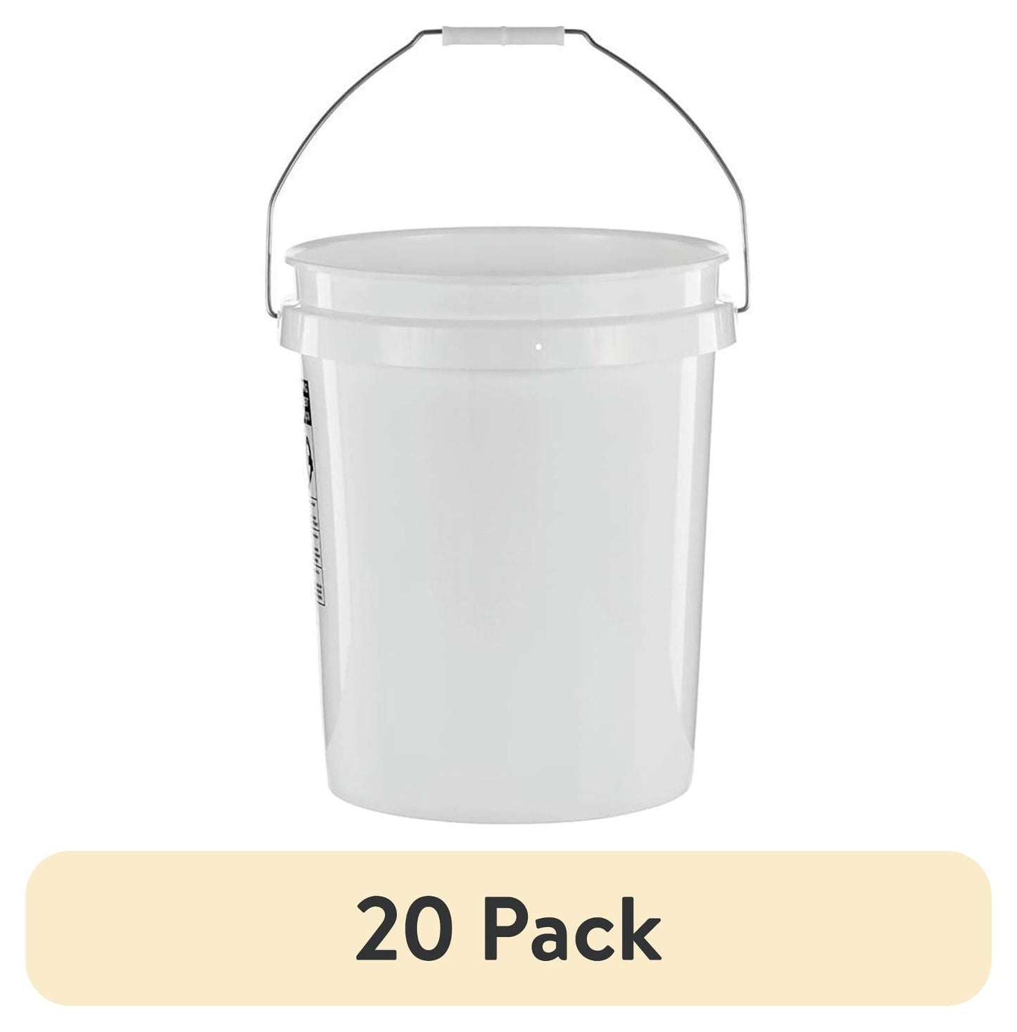 United Solutions 5 Gallon Round Utility Bucket, Comfort Handle, Plastic, White, PN0149, 1 Each