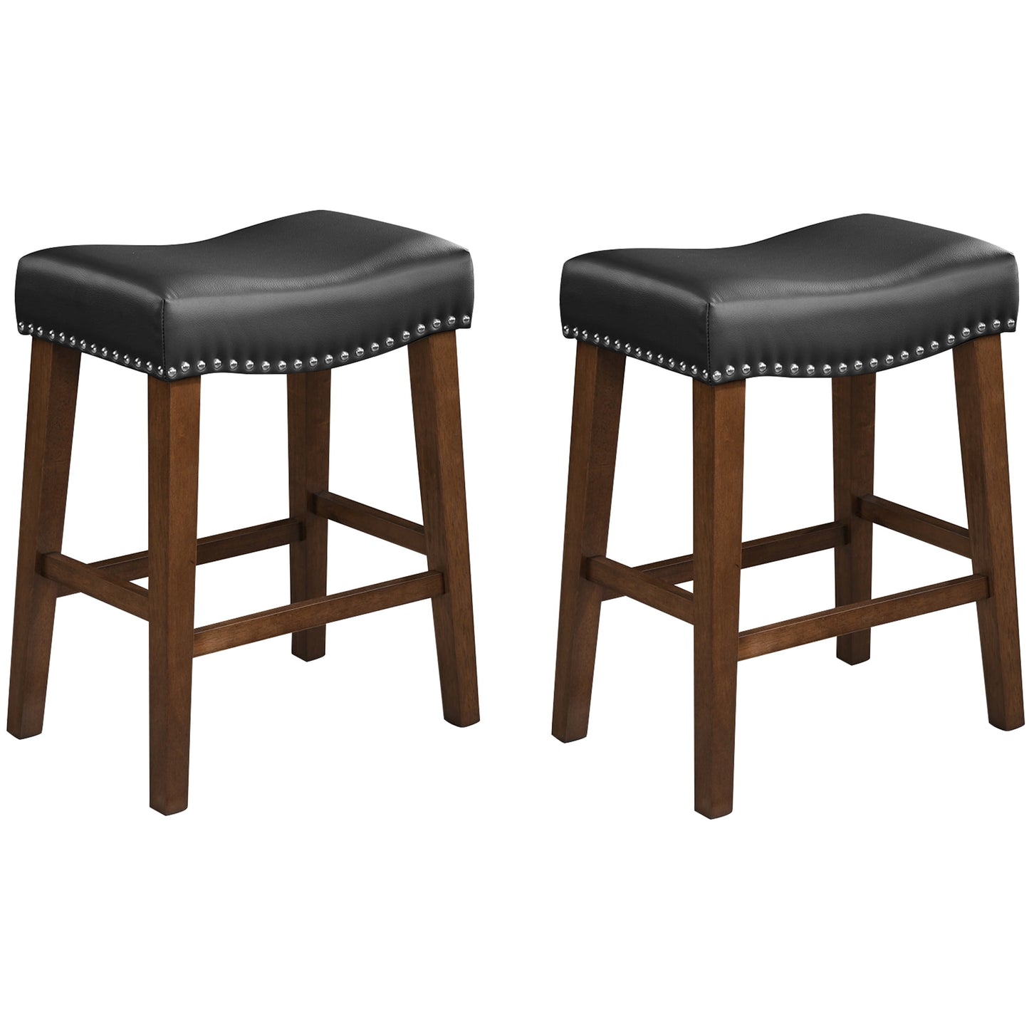 24 Inch Bar Stools Set of 2 Counter Height Kitchen Stools Modern Saddle Barstools for Kitchen Island, Dining Room, Black