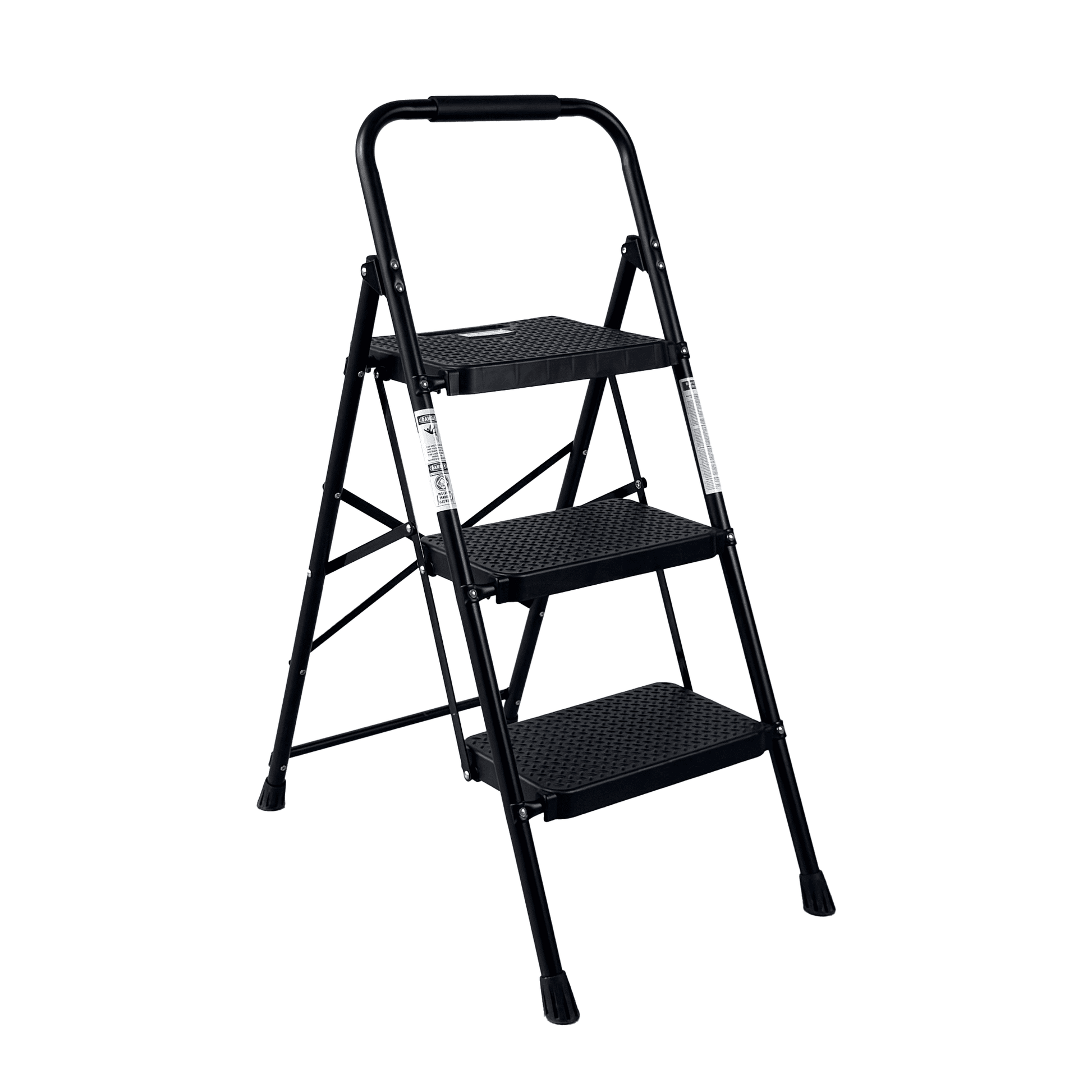 3 Step Folding Ladder, Steel Frame Step Stool with Wide Anti-Slip Pedals, Lightweight Portable Foldable Step Ladder for Home Indoor Use
