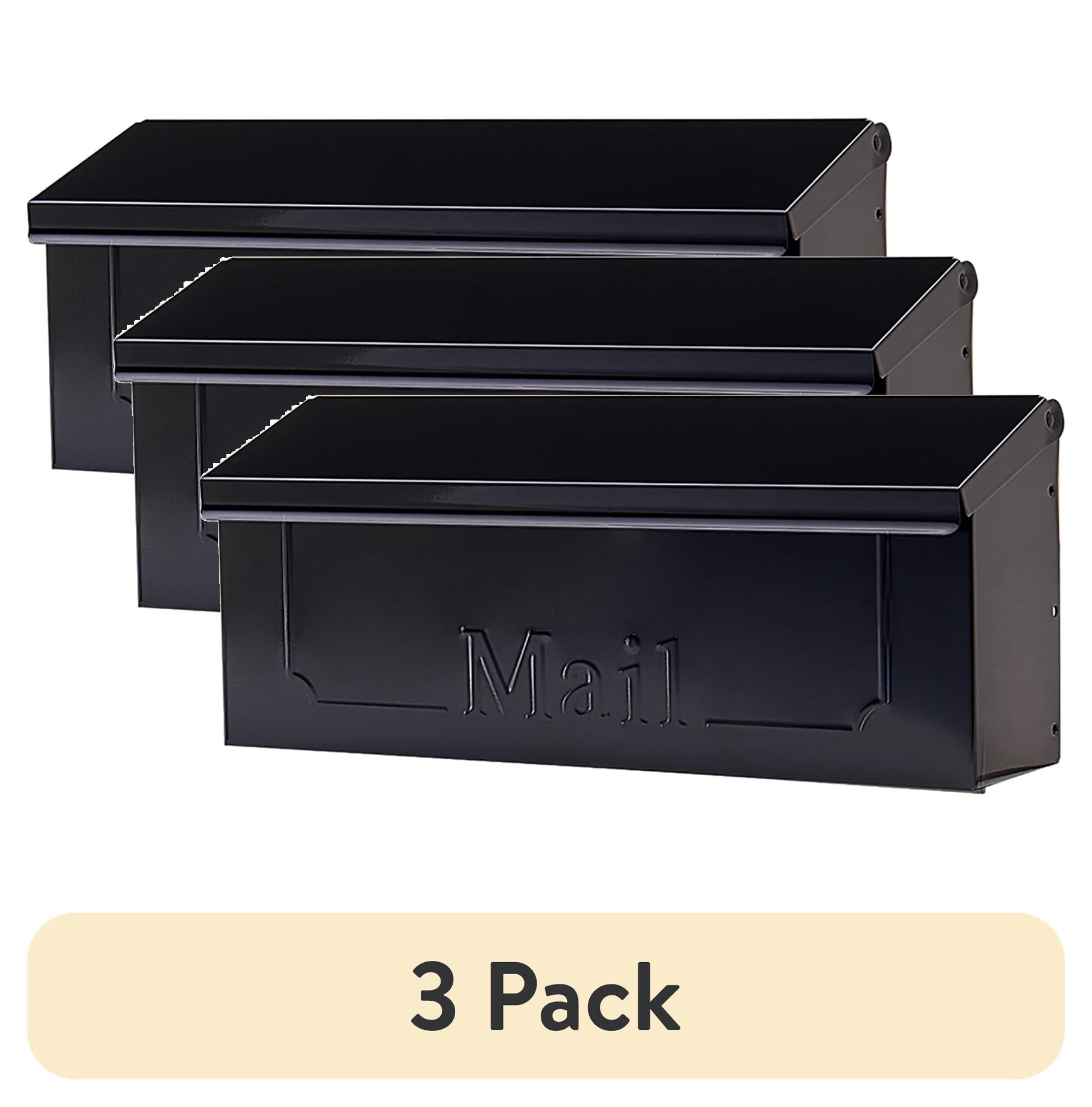 (3 pack) Architectural Mailboxes Townhouse Galvanized Steel, Small, Wall-Mount Mailbox in Black
