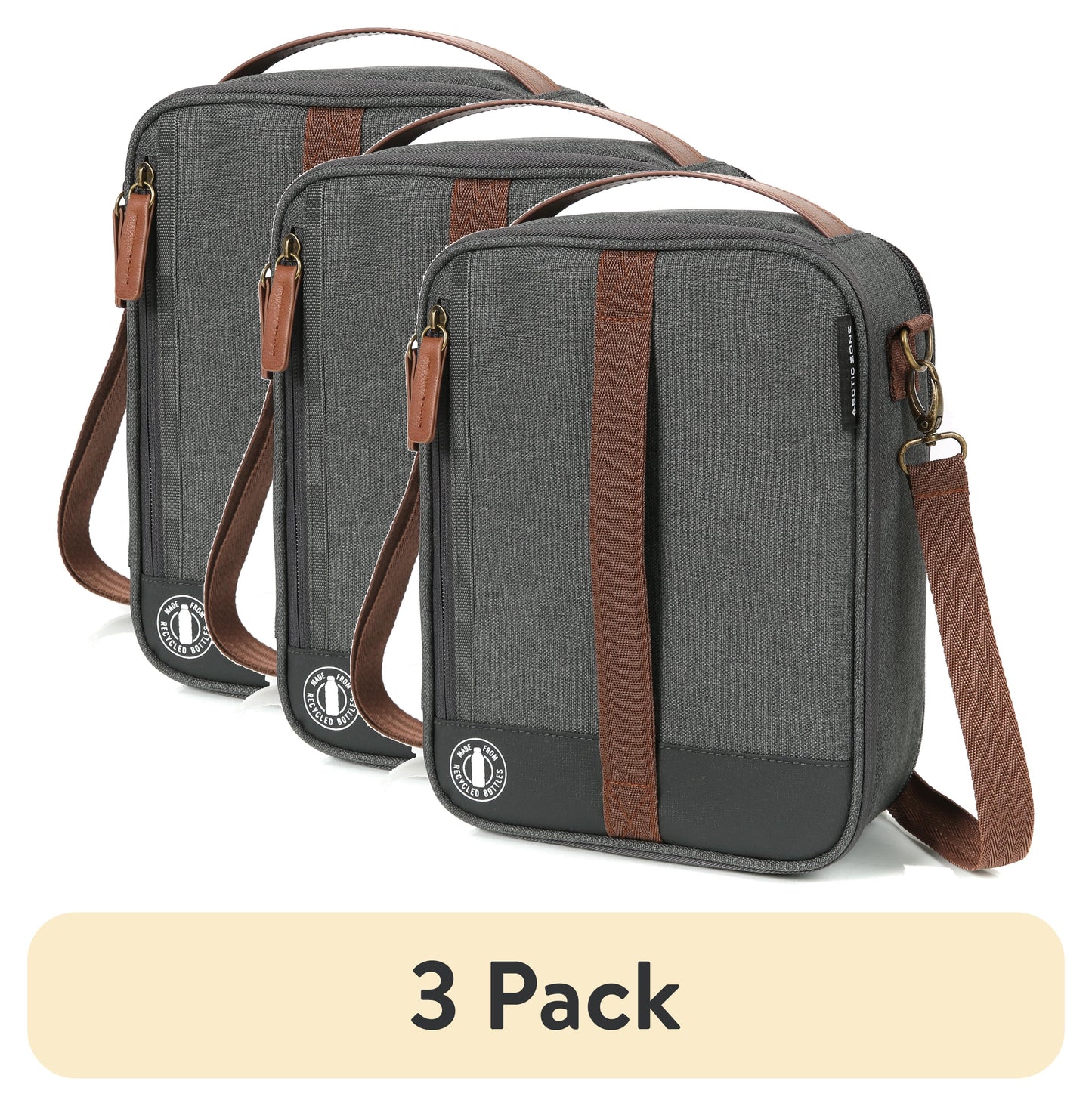 Arctic Zone Heathered Eco Expandable Upright Reusable Lunch Box with Thermal Insulation, Gray
