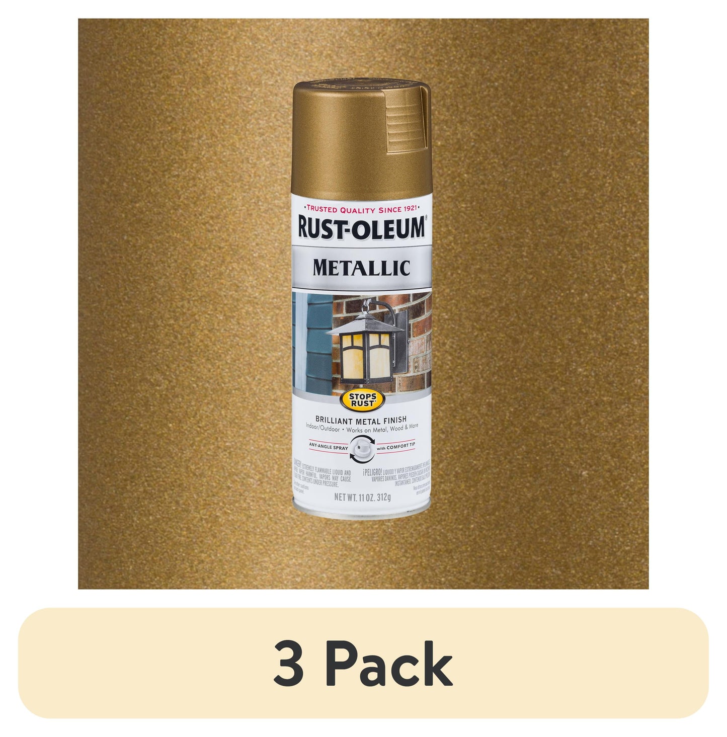 (3 pack) Bronce ChampÃ¡n, Rust-Oleum Detiene el Ã“xido Pintura en Aerosol MetÃ¡lica Vintage-313142, 11 oz