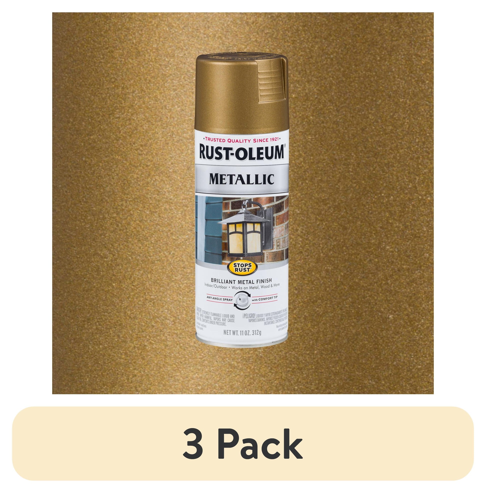 (3 pack) Bronce ChampÃ¡n, Rust-Oleum Detiene el Ã“xido Pintura en Aerosol MetÃ¡lica Vintage-313142, 11 oz