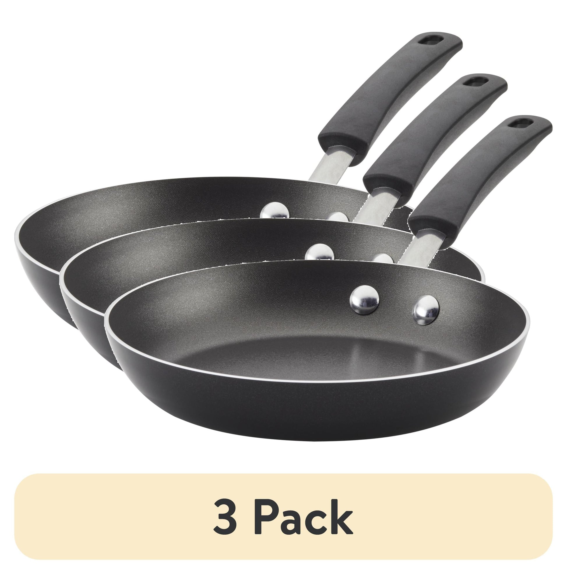(3 pack) Farberware Easy Clean 8 Inch Nonstick Frying Pan / Skillet, Dishwasher Safe, Black
