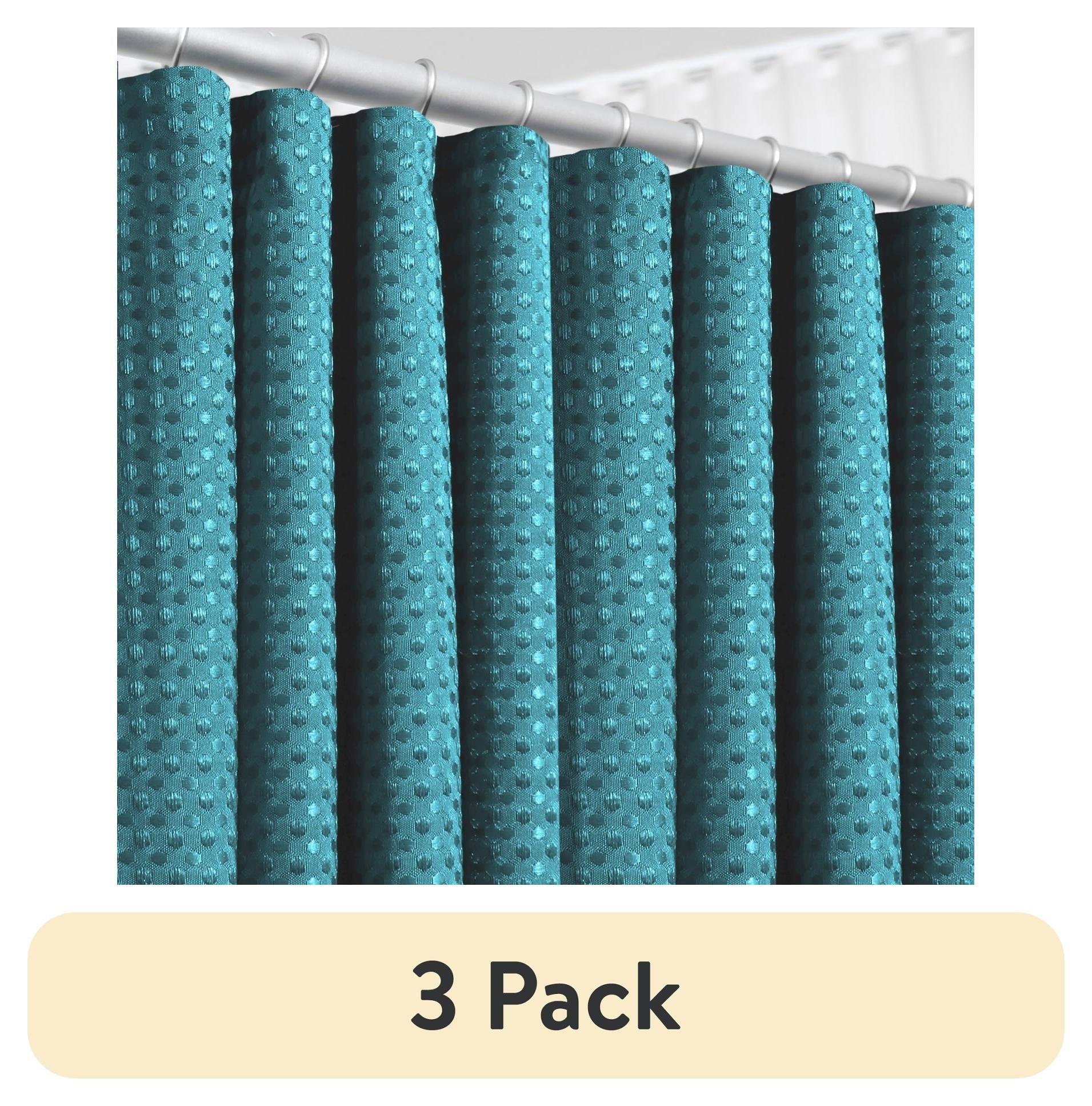 (3 pack) LammaLoe Teal Shower Curtain, Waffle Weave Heavy Duty Fabric Shower Curtain, 72â€ x 72" Hotel Luxury 256 GSM Bathroom Curtains