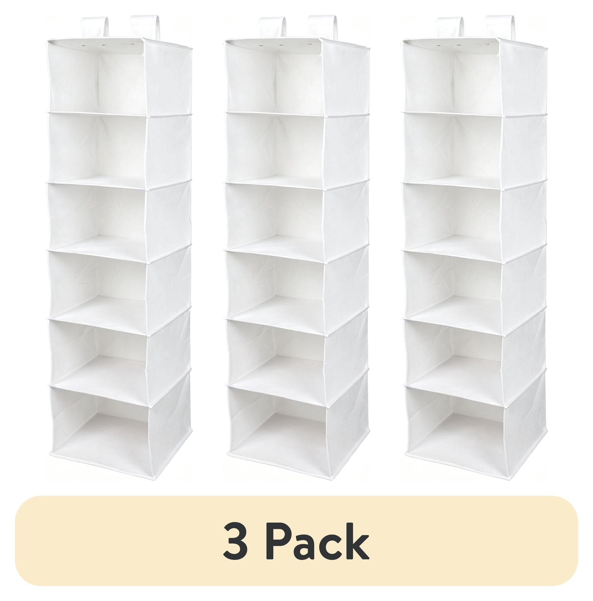 (3 pack) Mainstays 6 Shelf Non-Woven Hanging Closet Organizer Shelf Dividers, Arctic White