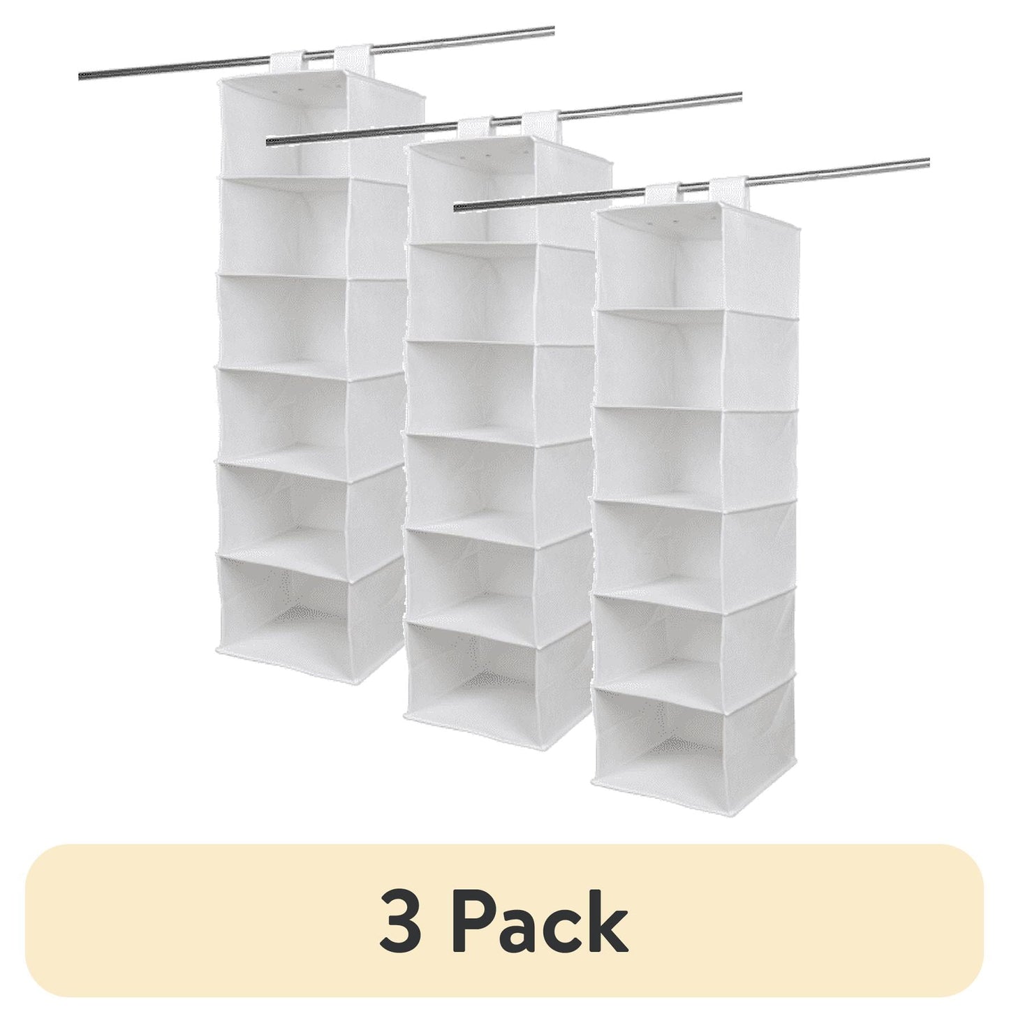 (3 pack) Mainstays Organizador Colgante de ClÃ³set de 6 Repisas de Tela No Tejida, Divisores de Repisa, Blanco Ãrtico