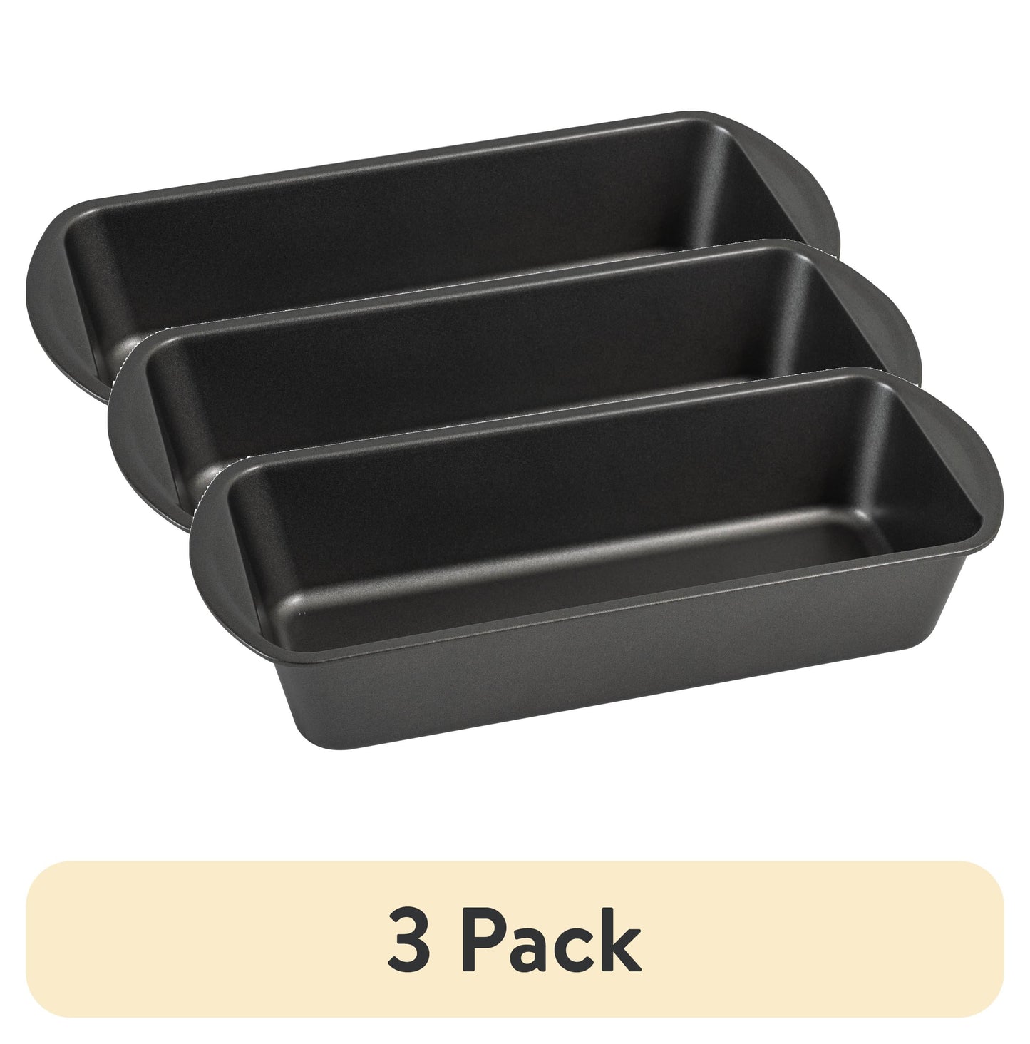 (3 pack) Mainstays Non-Stick Long Bread Loaf Pan, 12''X5'', Gray, Carbon Steel