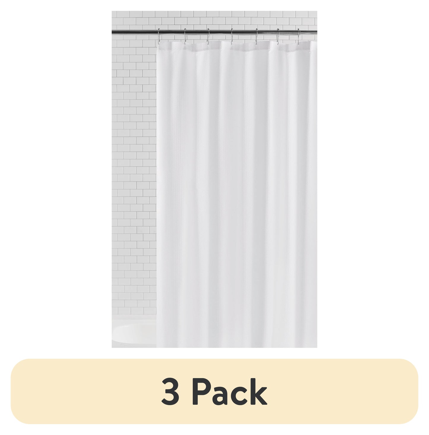 (3 pack) Mainstays Water Repellent Microfiber Fabric Shower Liner, 70 x 72 in., White