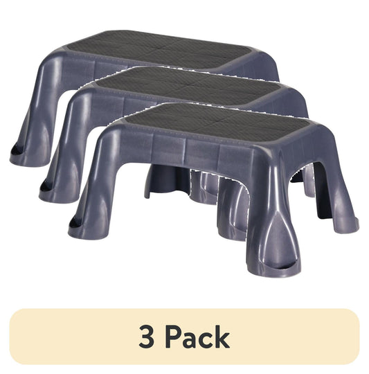 (3 pack) Rubbermaid Plastic Step Stool, In-Mold Tread, 1-Step, Gray
