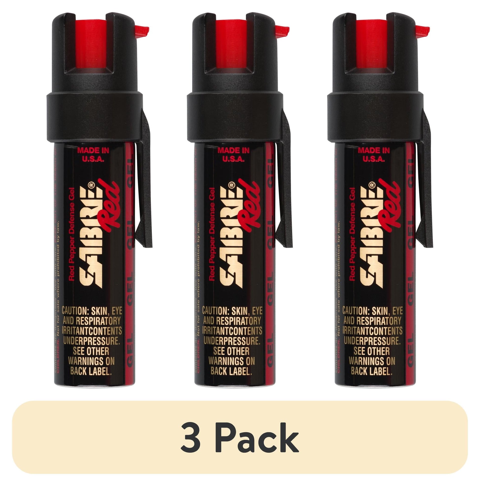 SABRE Compact Pepper Gel with Clip, Maximum Strength, Black, 1 Ct, New, Pocket Pepper Sprays