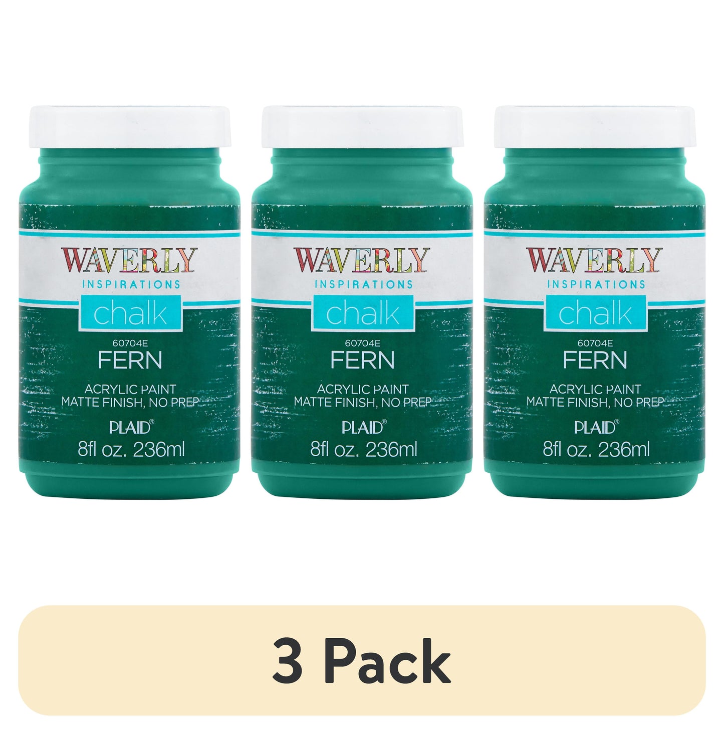 (3 pack) Waverly Inspirations Chalk Paint, Ultra Matte, Fern, 8 fl oz