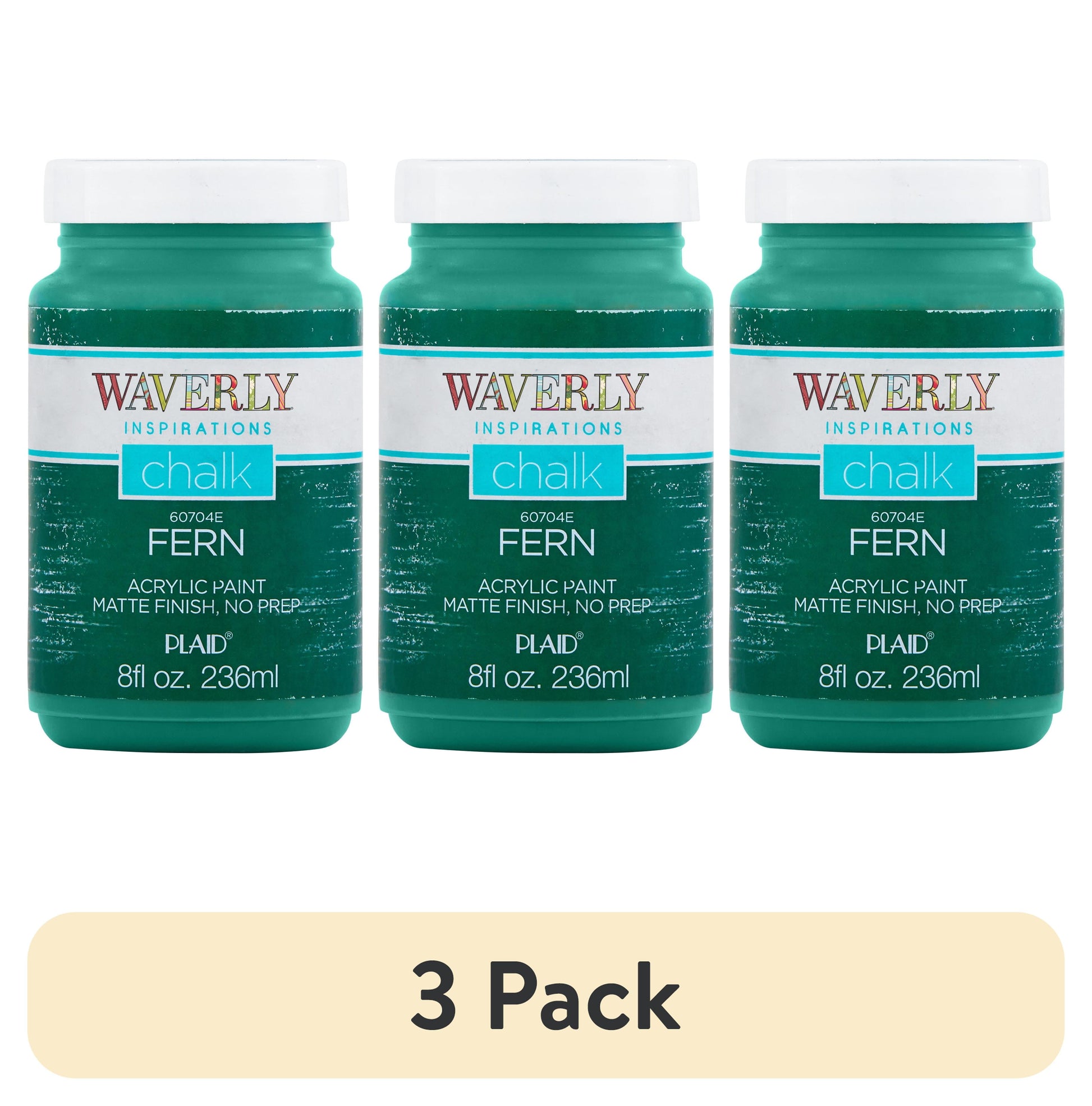 (3 pack) Waverly Inspirations Chalk Paint, Ultra Matte, Fern, 8 fl oz