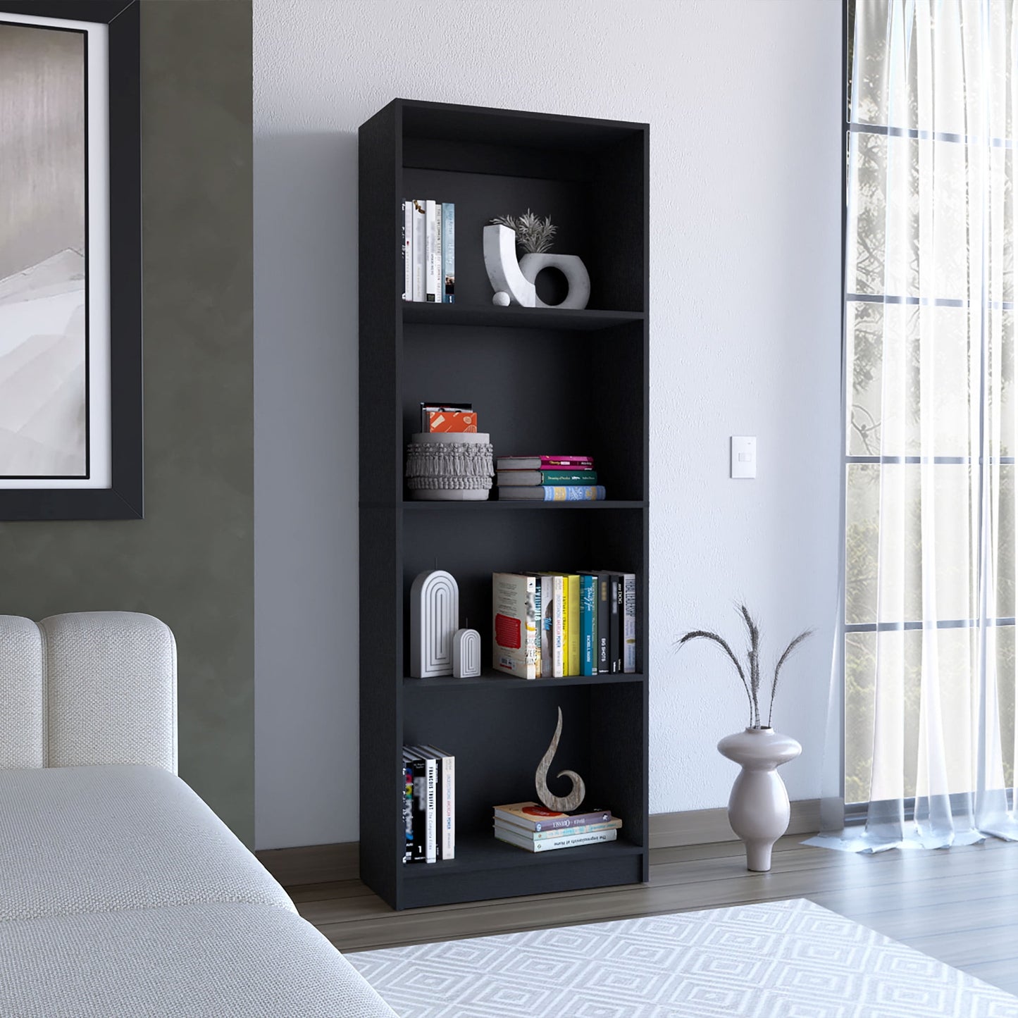 4-Tier Open Bookcase Freestanding Display Storage Shelves for Home Office Living Room Bedroom