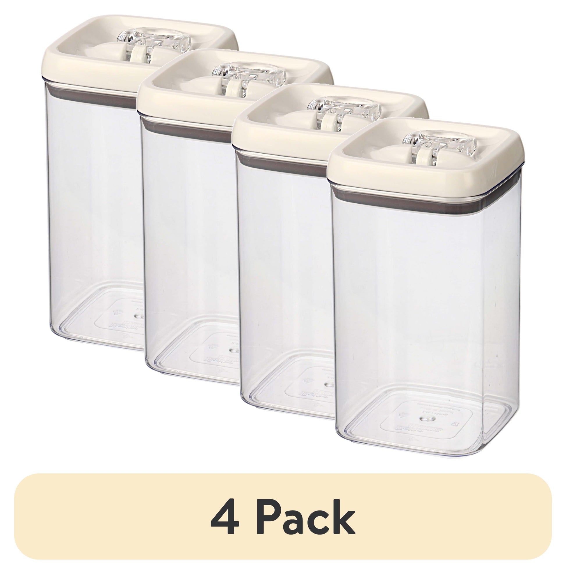 (4 pack) Better Homes & Gardens 9.9 Cup Flip-Tite Square Food Storage Container, Ideal for Pantry Organization