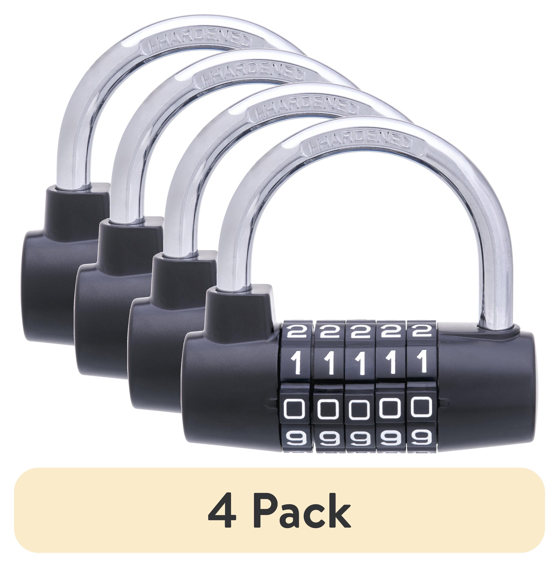 (4 pack) Brinks 73mm Small U-Bar Steel Resettable Combination Padlock with 1-3/4in Shackle