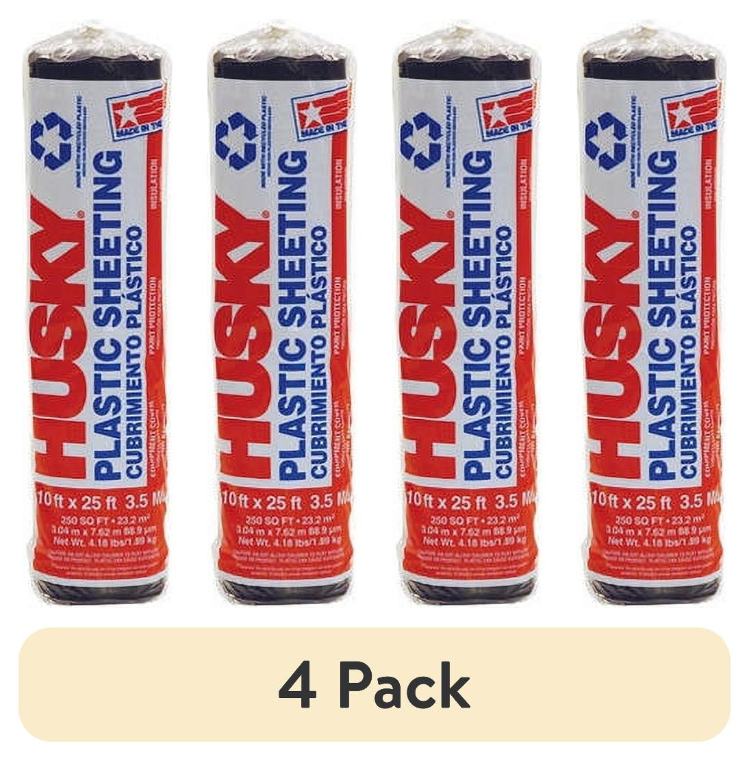 (4 pack) Husky 3.5 Mil 10 Ft. x 25 Ft. LÃ¡mina de PlÃ¡stico Negra