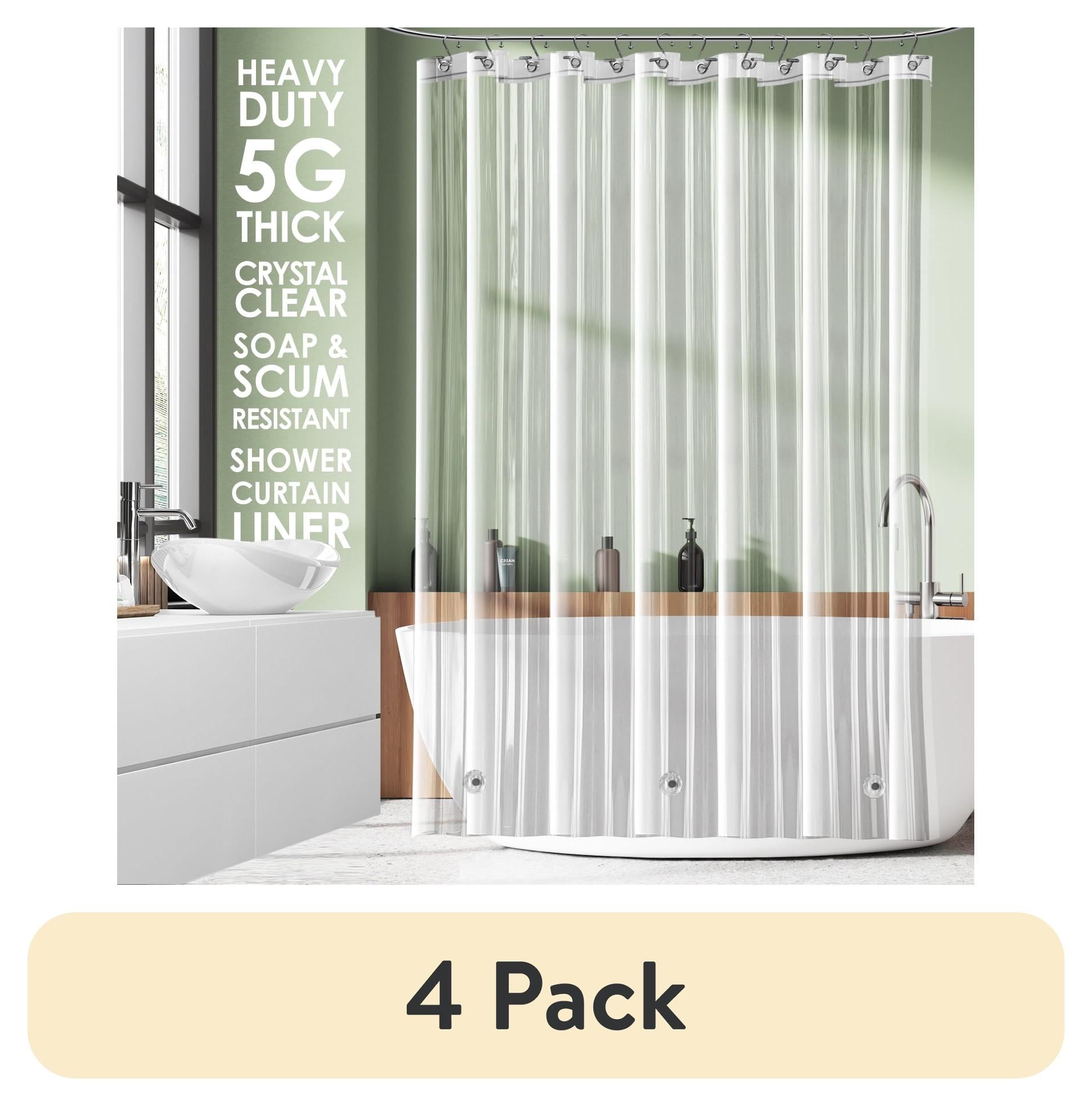 (4 pack) LammaLoe Plastic Shower Curtain Liner Mildew Resistant, Clear Shower Curtain with Premium Thick PEVA Shower Liner, Rustproof Grommets, 70" x 72"