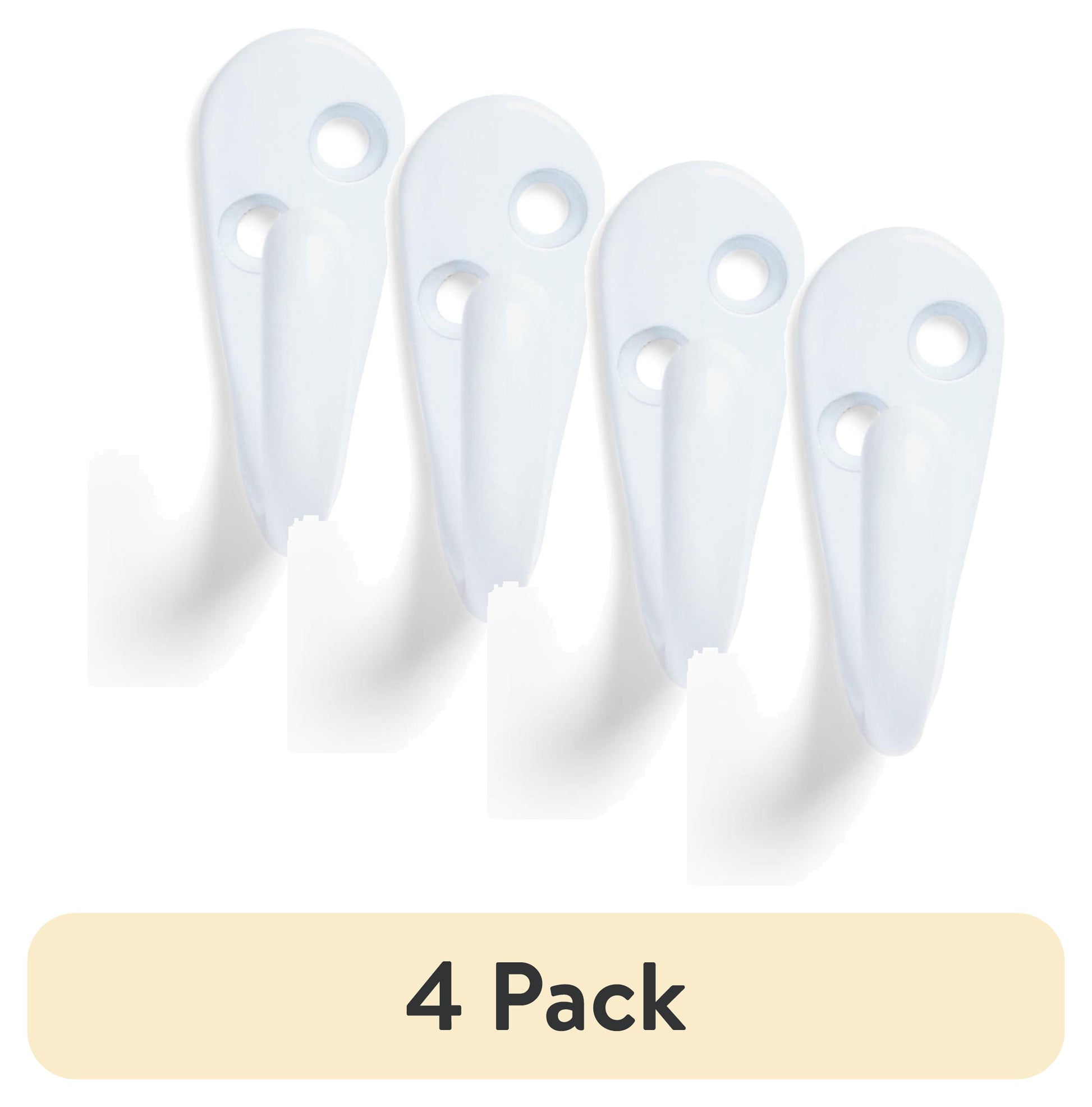 Mainstays, White Metal Hooks, Clutter-Free Hooks for Hanging Towels and Coats, 10 lbs Capacity, 6 Pack