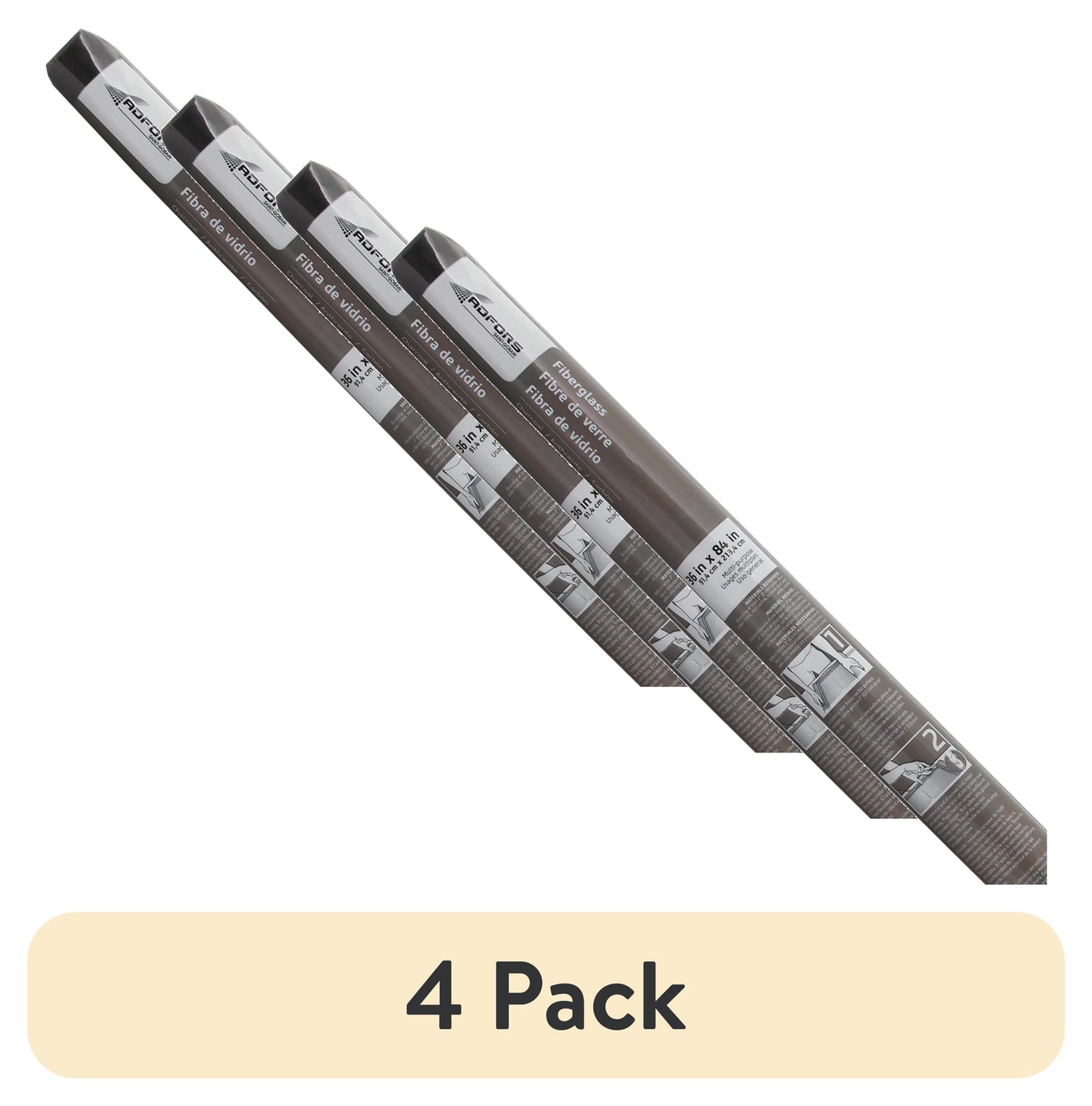 (Paquete de 4) Saint-Gobain ADFORS Rollo de Pantalla de Fibra de Vidrio de CarbÃ³n de 36in. x 84in. para Ventanas