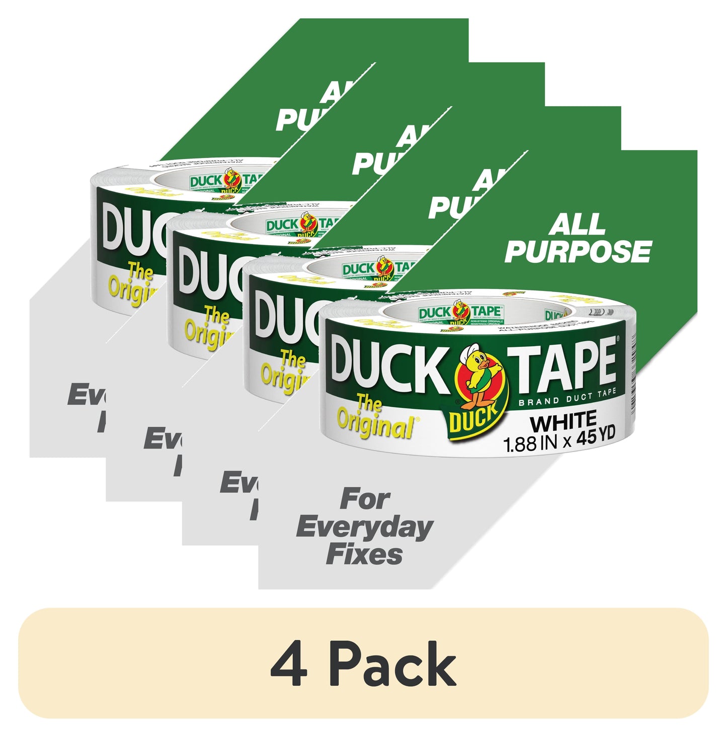 (4 pack) The Original Duck Tape Brand Duct Tape, 1.88 in. x 45 yd., White