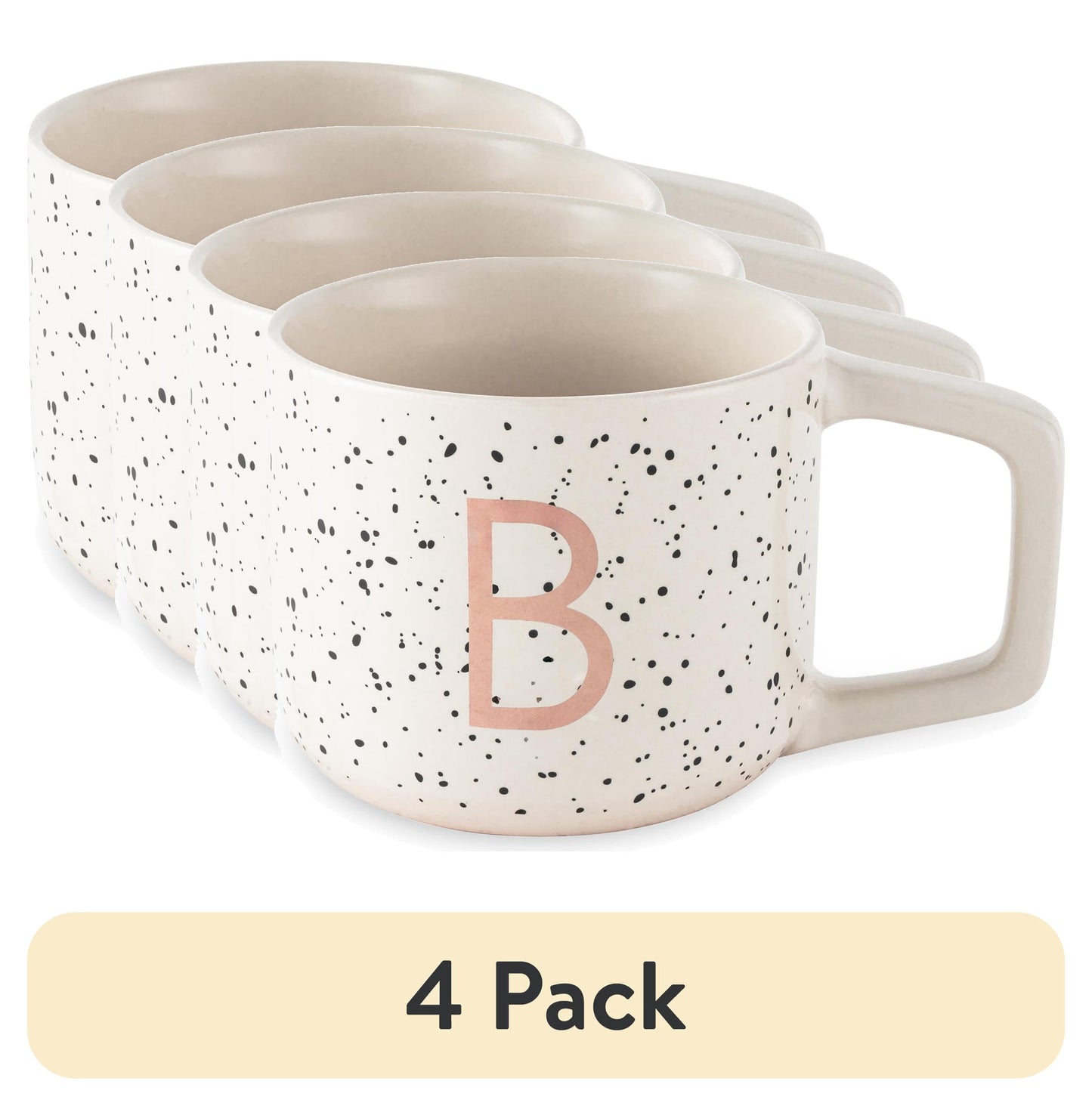 (Paquete de 4) Thyme & Table Taza de CerÃ¡mica Blanca con Monograma B de 13.5 fl oz