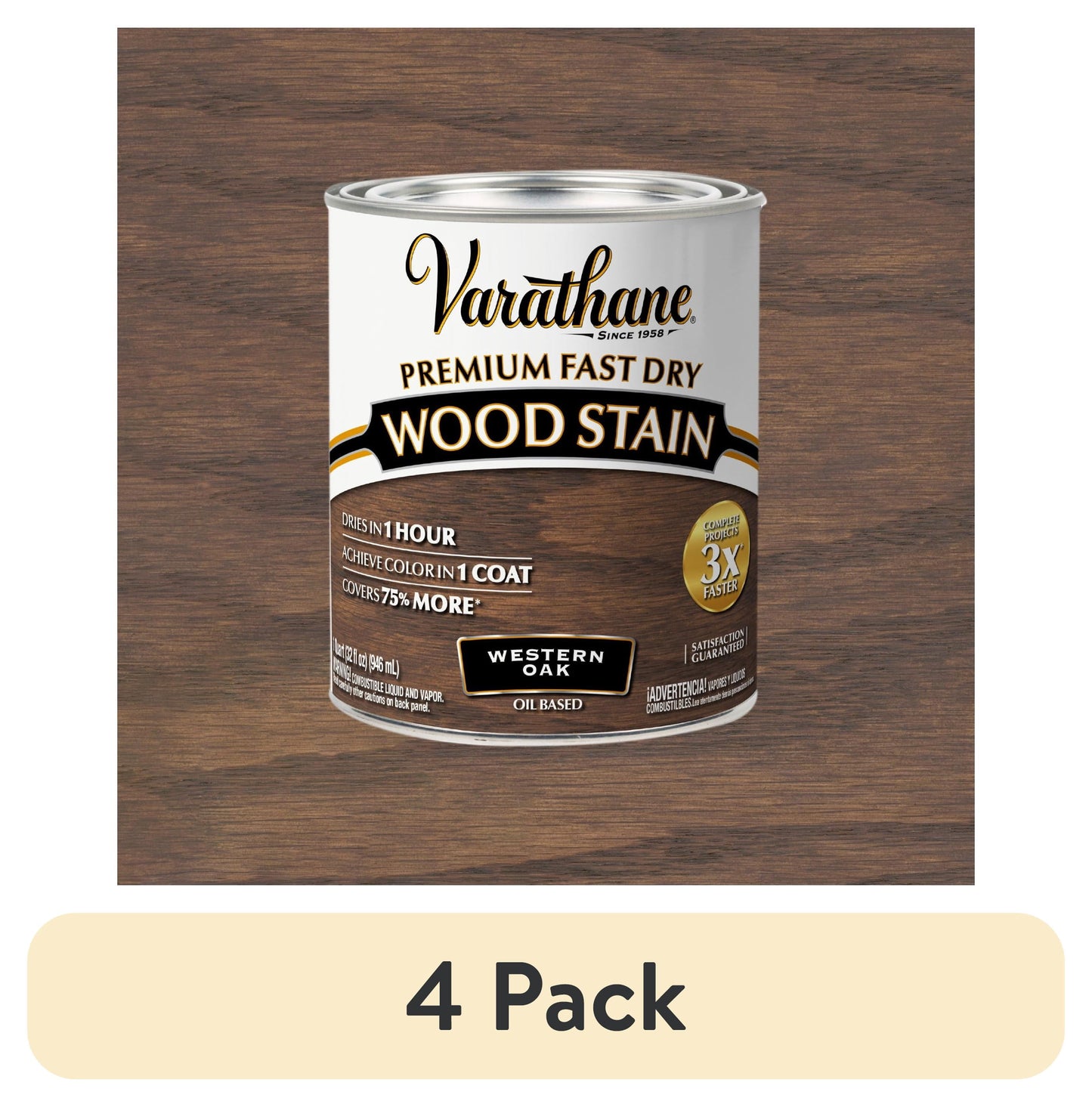 Western Oak, Varathane Premium Fast Dry Wood Stain-370719, Quart