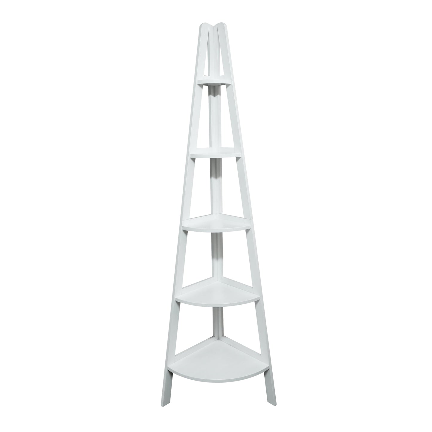 5-Shelf Corner Ladder Bookcase - White