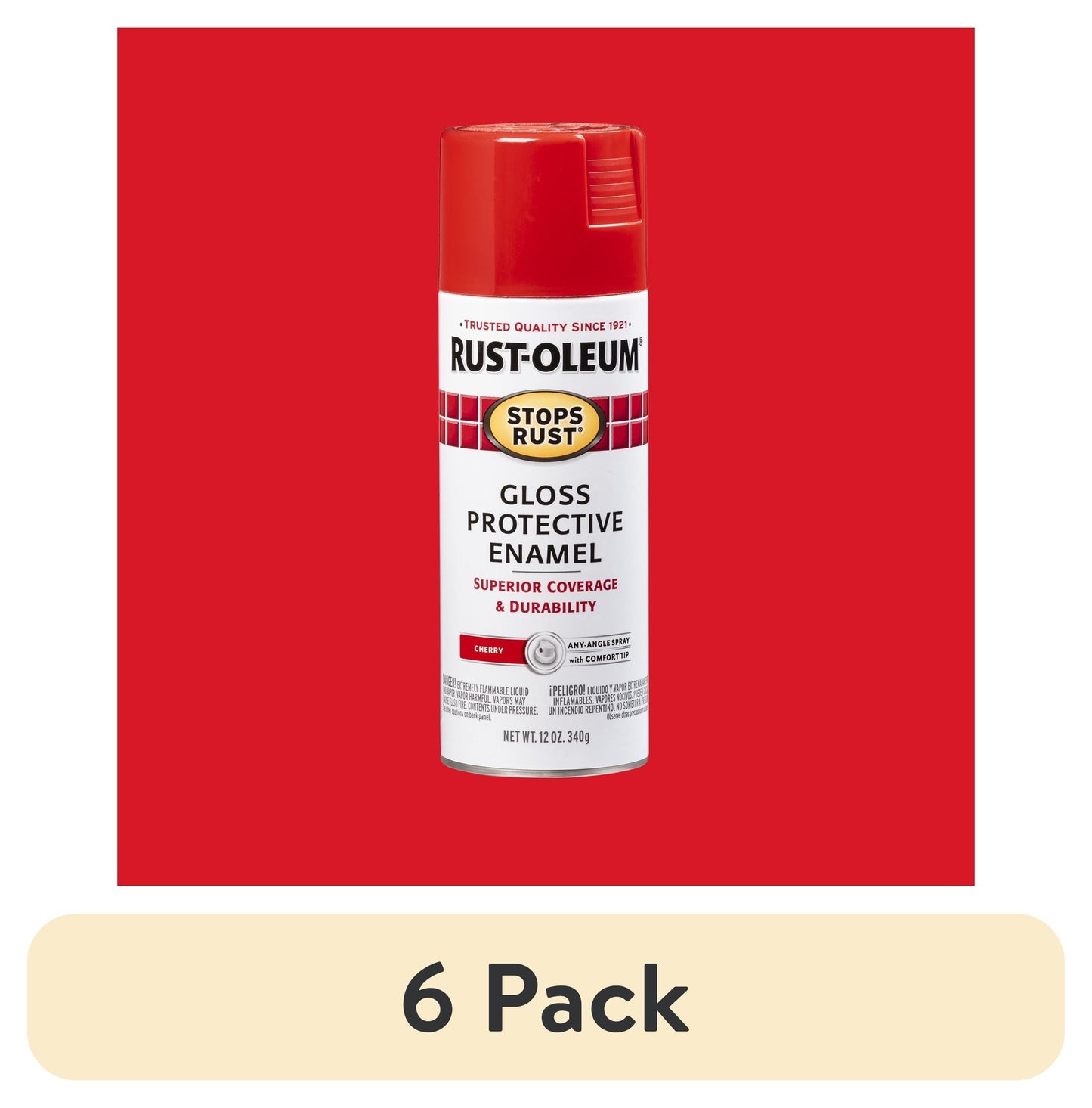 (6 pack) Cereza, Rust-Oleum Detiene el Ã“xido Esmalte Protector Brillante Pintura en Aerosol-248568, 12 oz