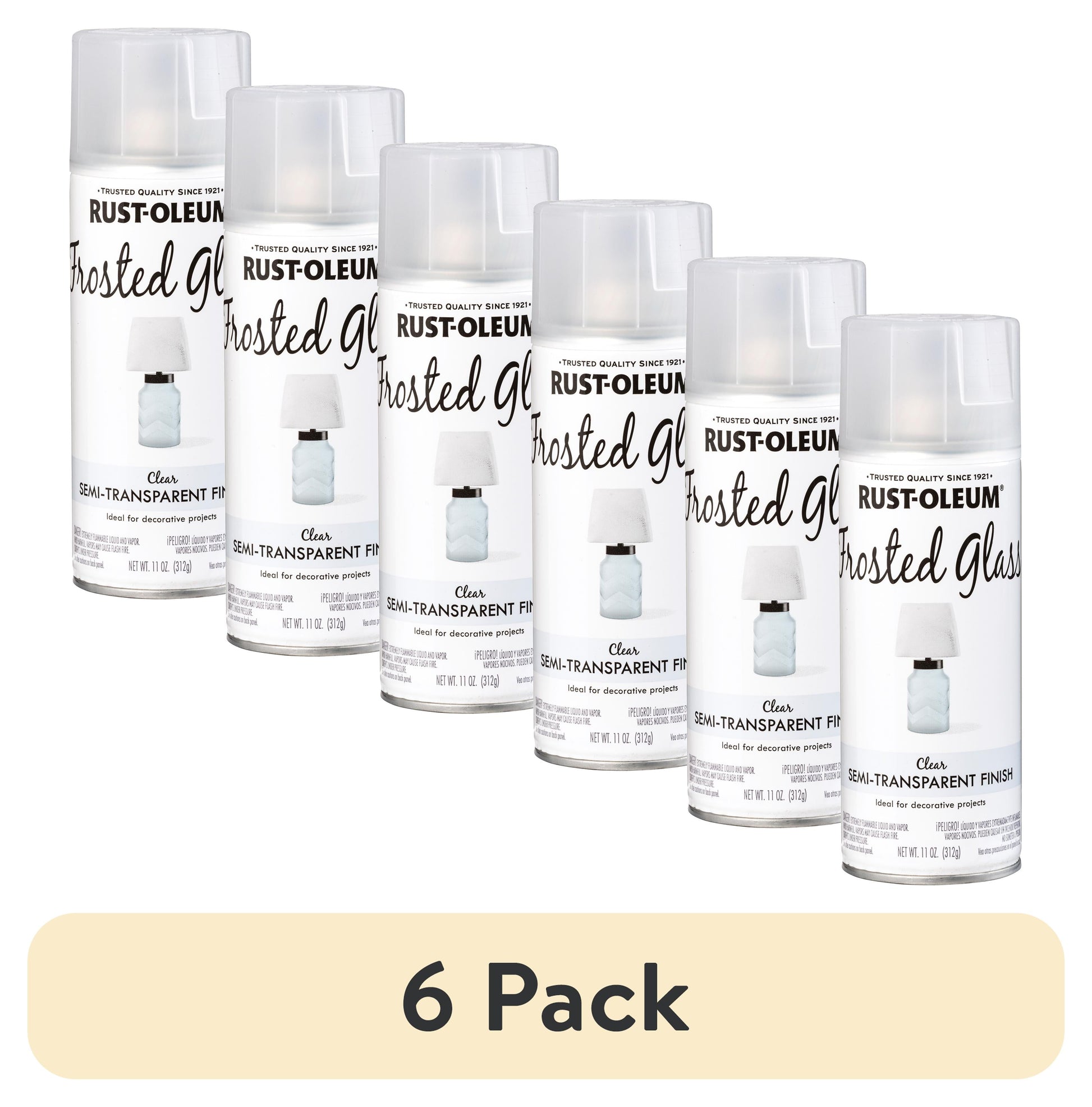 (6 pack) Frosted Glass, Rust-Oleum Spray Paint-342600, 11 oz