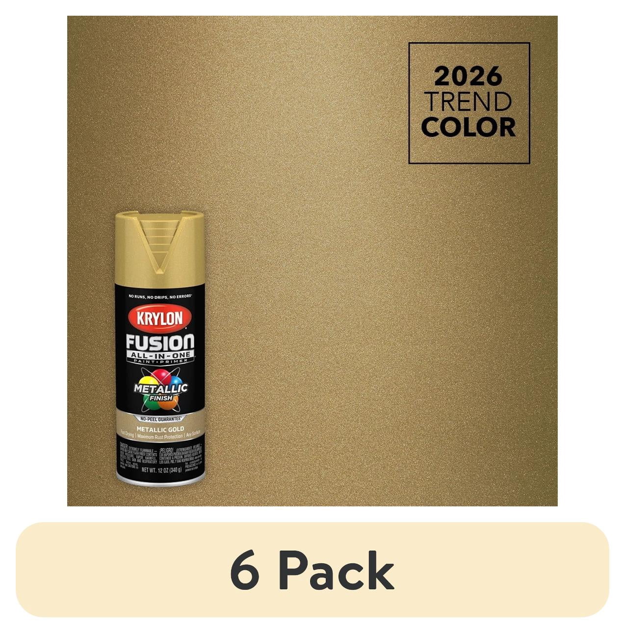 (6 pack) Krylon K02770007 Fusion All-In-One Metallic, Metallic, Gold, 12 oz, Spray Paint, Multi-Surface, (1 Piece, 1 Pack)