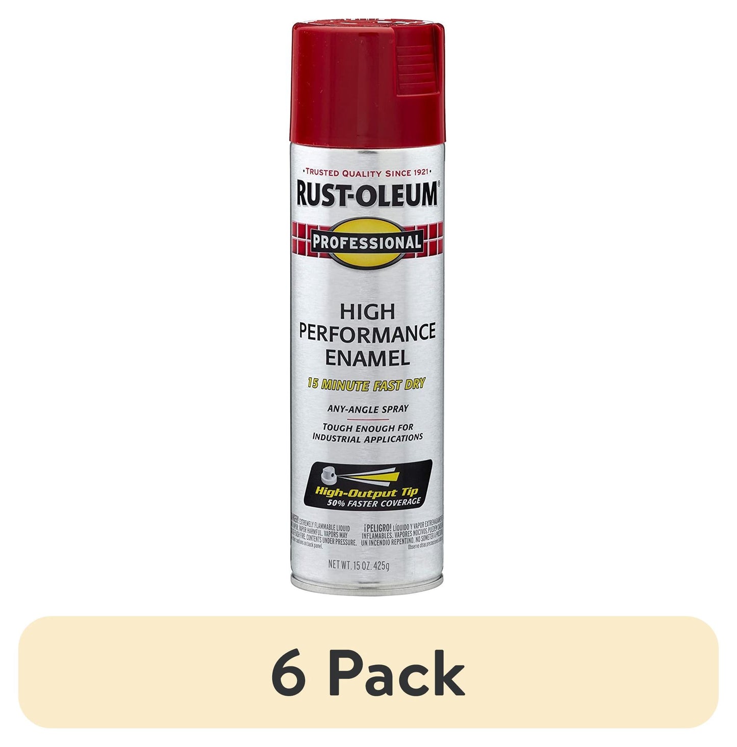(6 pack) Safety Red, Rust-Oleum Professional High Performance Enamel Gloss Spray Paint-7564838, 15 oz