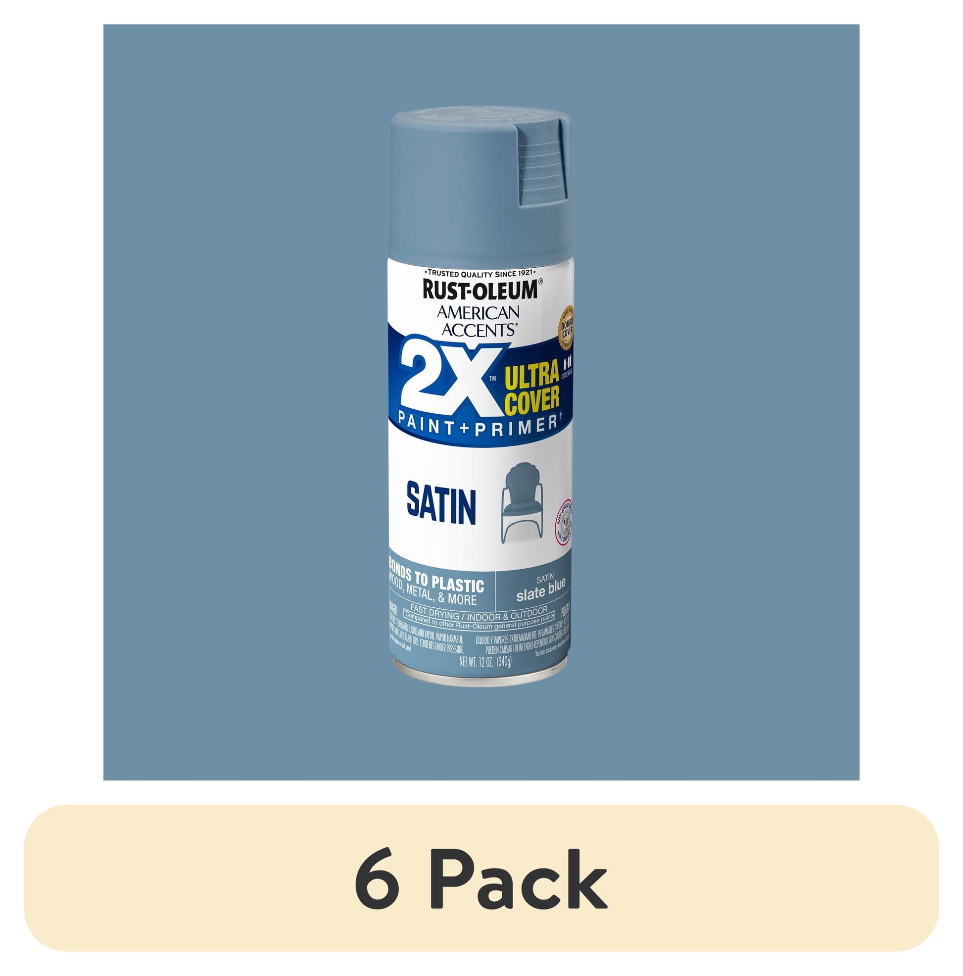 (6 pack) Rust-Oleum 354731 American Accents 2X Ultra Cover Black Flat 12 oz Spray Paint, 1 Piece 1 Pack