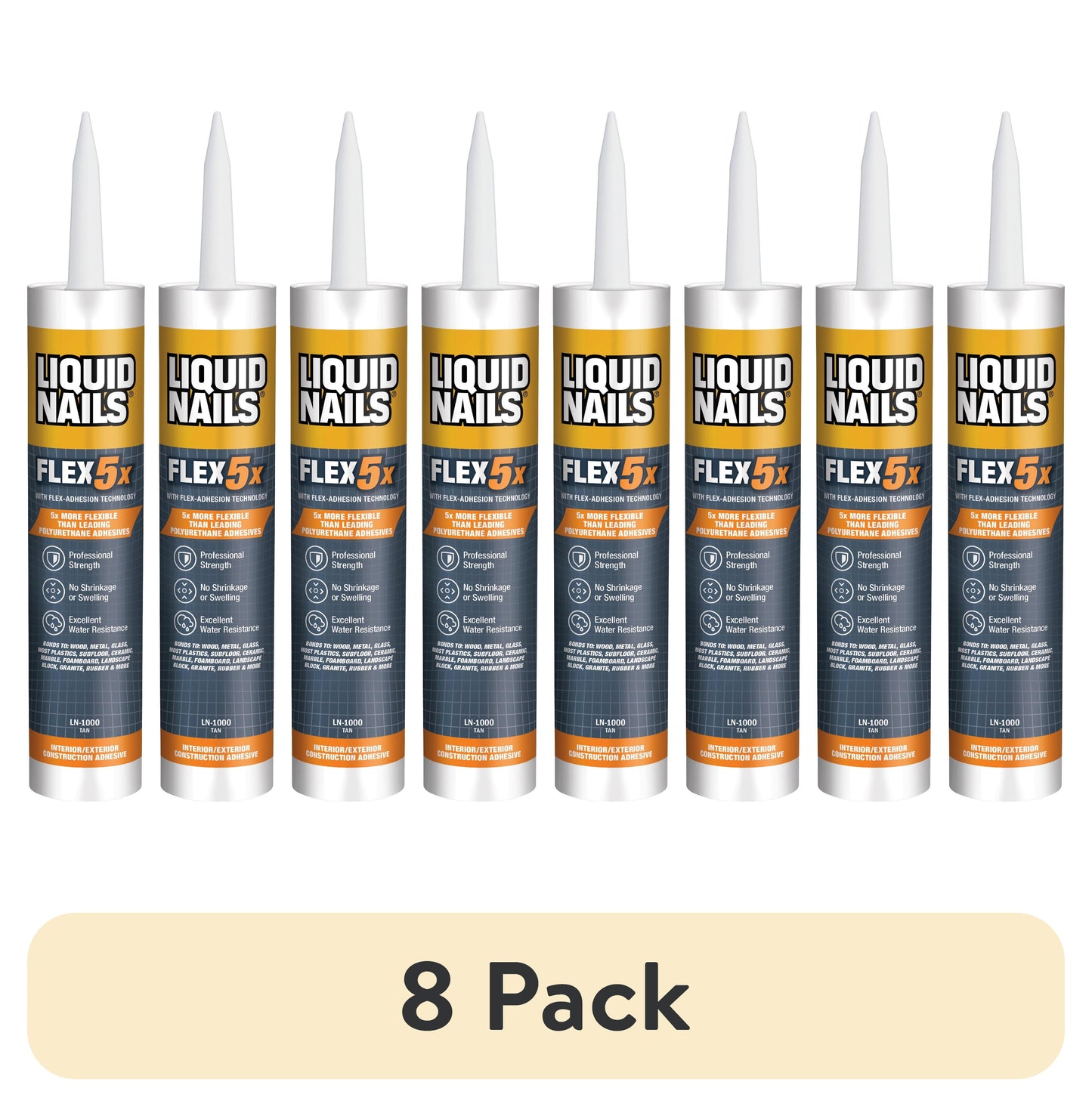 (4 pack) Liquid Nails Flex 5x 10 oz Interior & Exterior Construction Adhesive