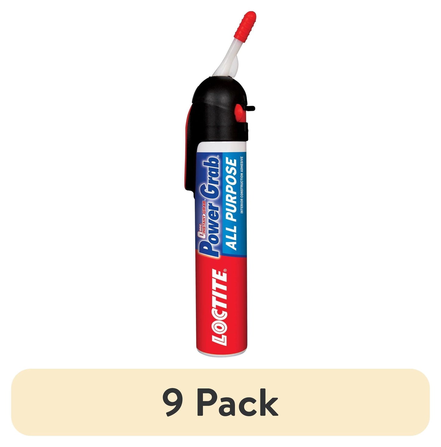 (9 pack) Loctite Power Grab Construction Adhesive All Purpose, Pack of 1, White 7.5 fl oz Pressure Pack