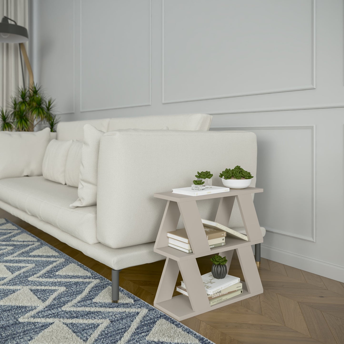 Ada Home Decor Furniture Light Mocha Saphire Modern Coffee Table with Storage Shelf
