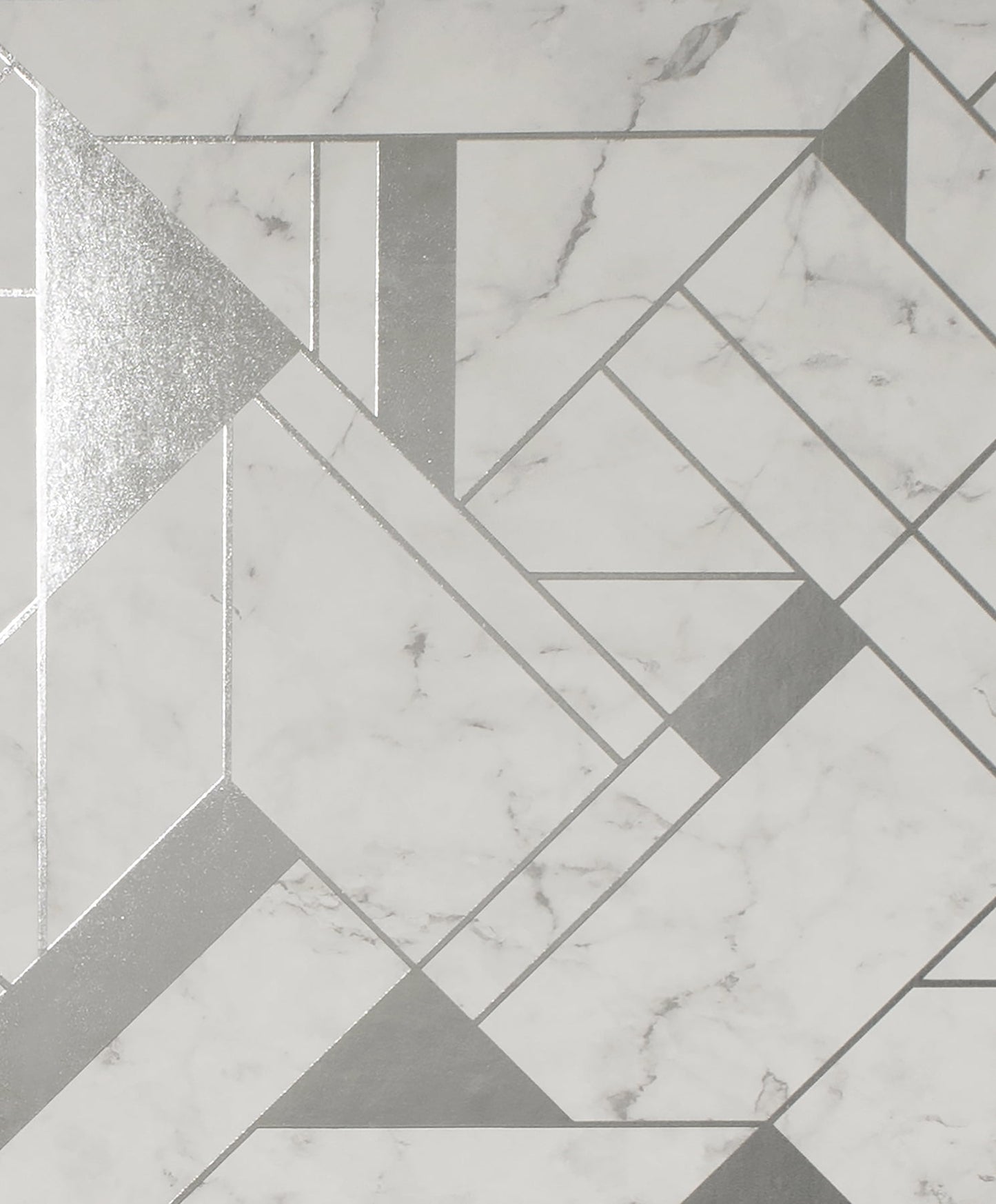 Advantage Gulliver Silver Marble Geometric Unpasted Vinyl Wallpaper, 20.5-in by 33-ft, 56.4 sq. ft.