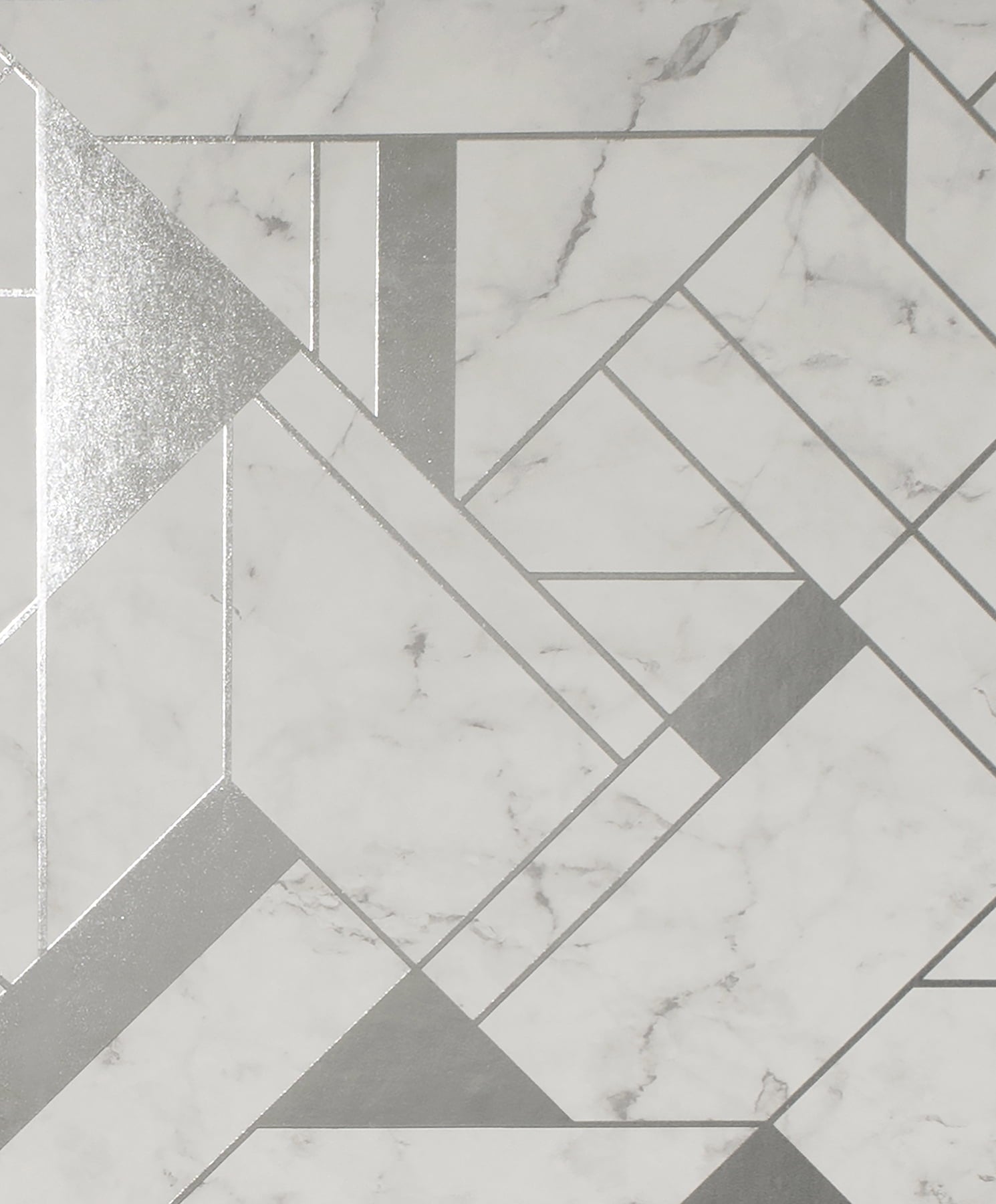 Advantage Gulliver Silver Marble Geometric Unpasted Vinyl Wallpaper, 20.5-in by 33-ft, 56.4 sq. ft.