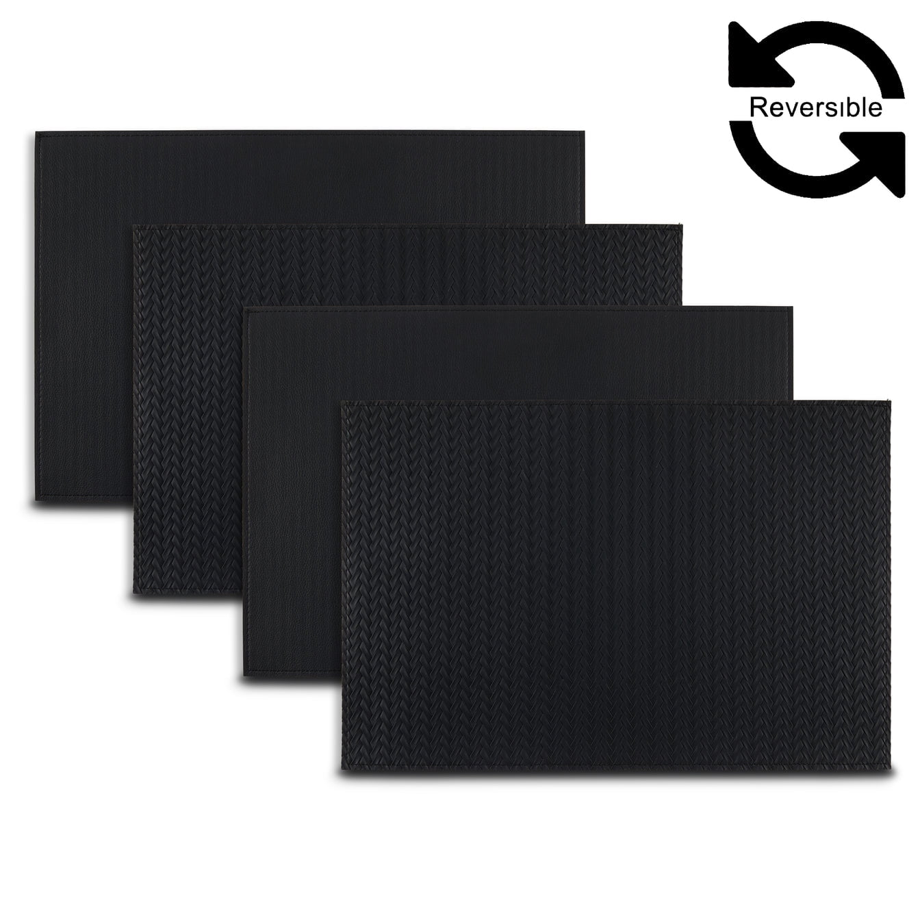 Ala Carte by Dainty Home Hudson Fishtail Textured Faux Leather Placemats â€“ Set of 4, Reversible, Non-Slip, Washable, Heat & Tear Resistant â€“ 12x18 in Dining Table Mats