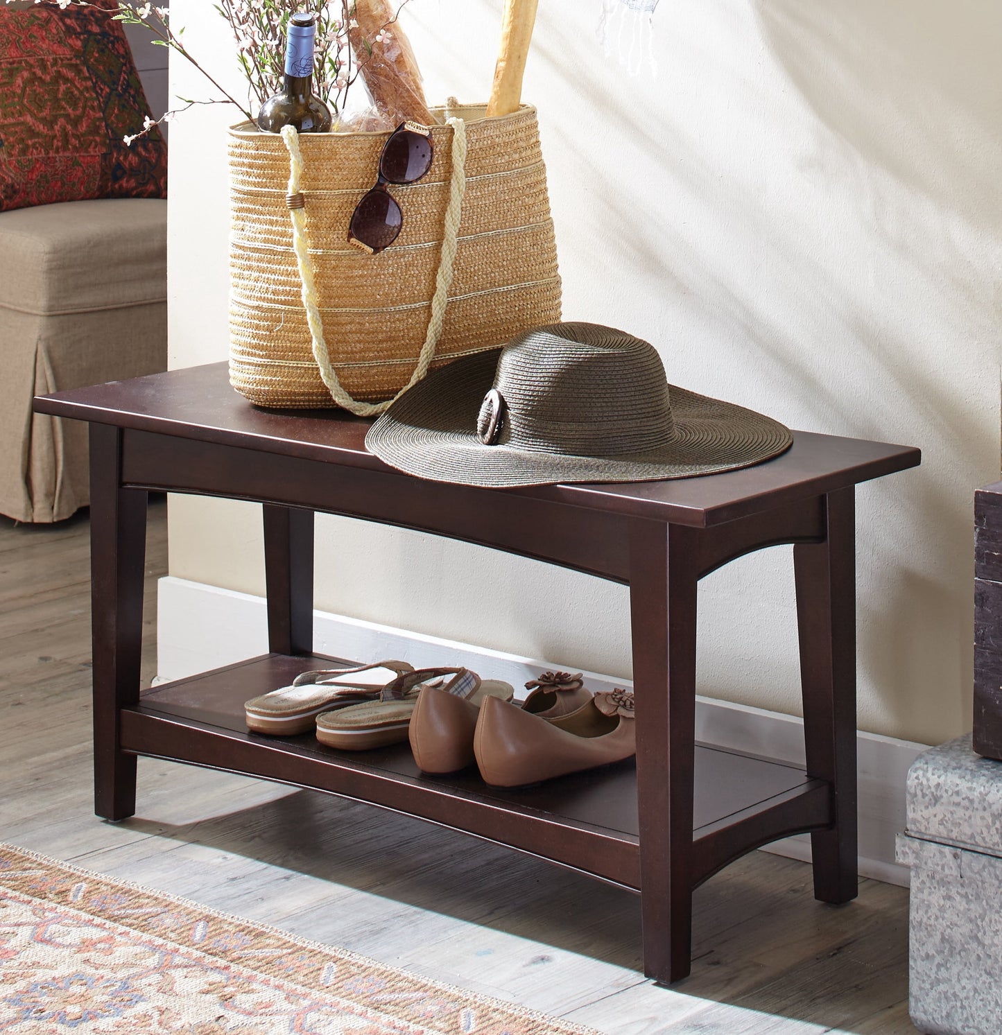 Alaterre Shaker Cottage Banco con Estante, Espresso