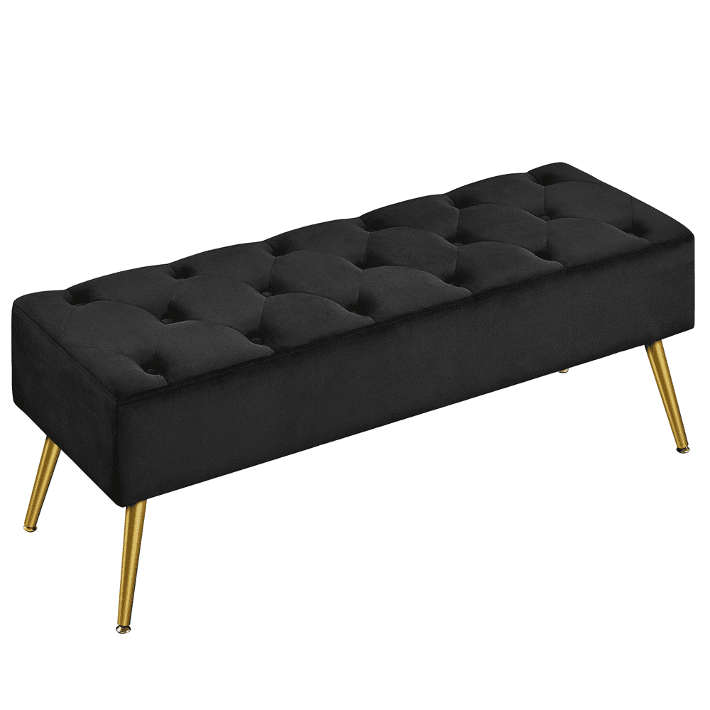 Alden Design Otomana Moderna Tapizada de Terciopelo, ReposapiÃ©s Banco para Dormitorio, Negro