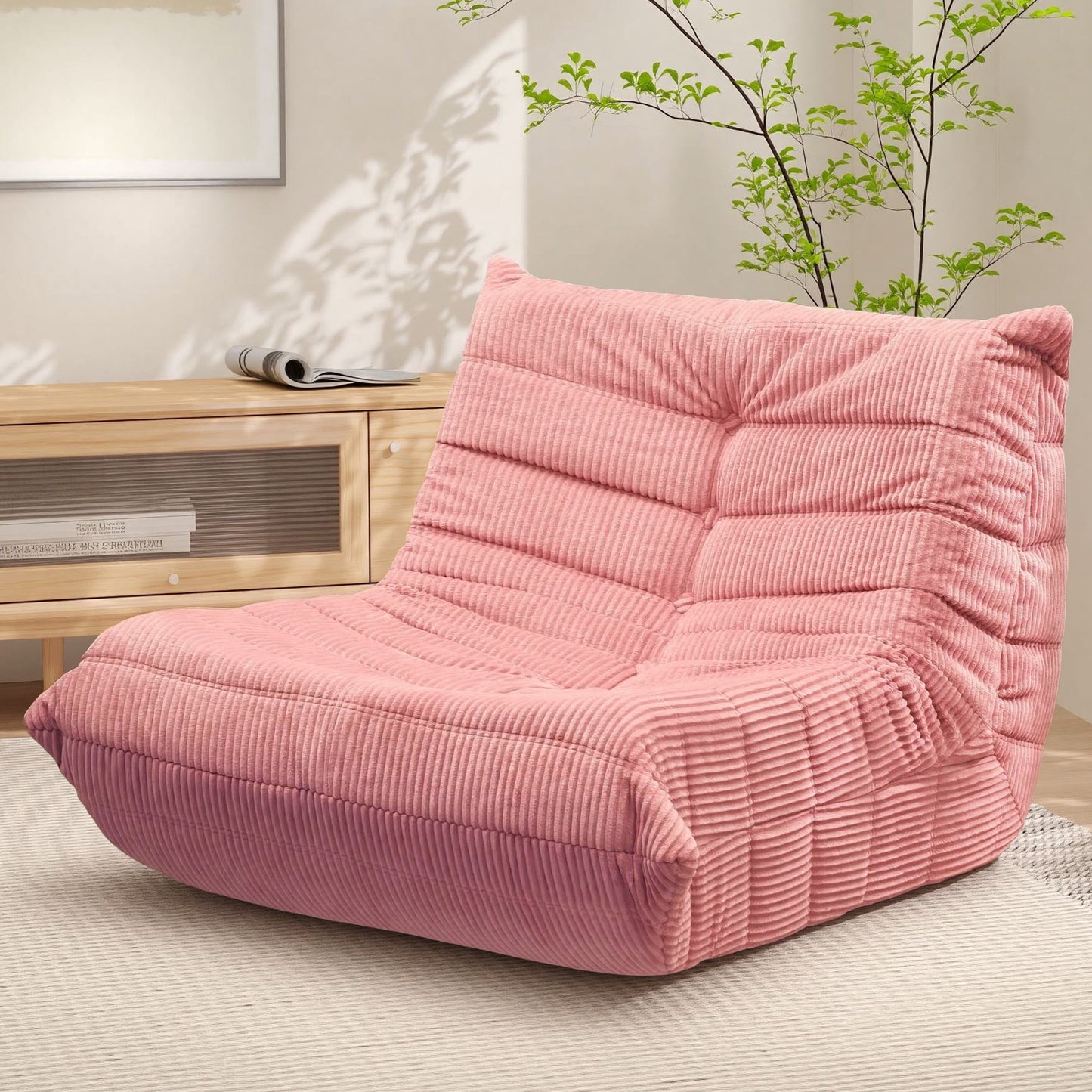 Alvantor Bean Bag Chair, Armless Lazy Sofa with Memory Foam and Soft Corduroy for Living Room Bedroom Reading Gaming